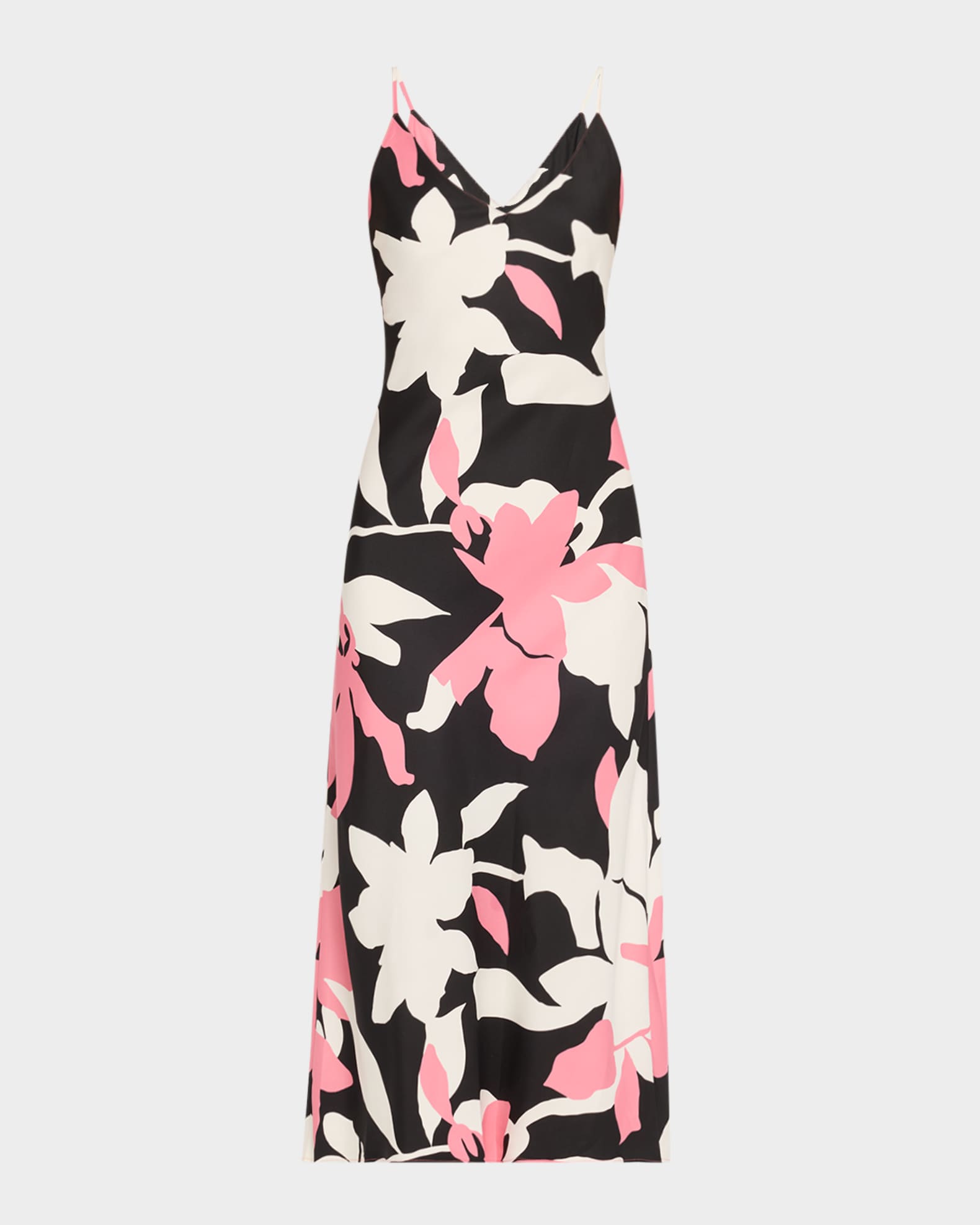 Niwashi Floral-Print Charmeuse Midi Dress 0