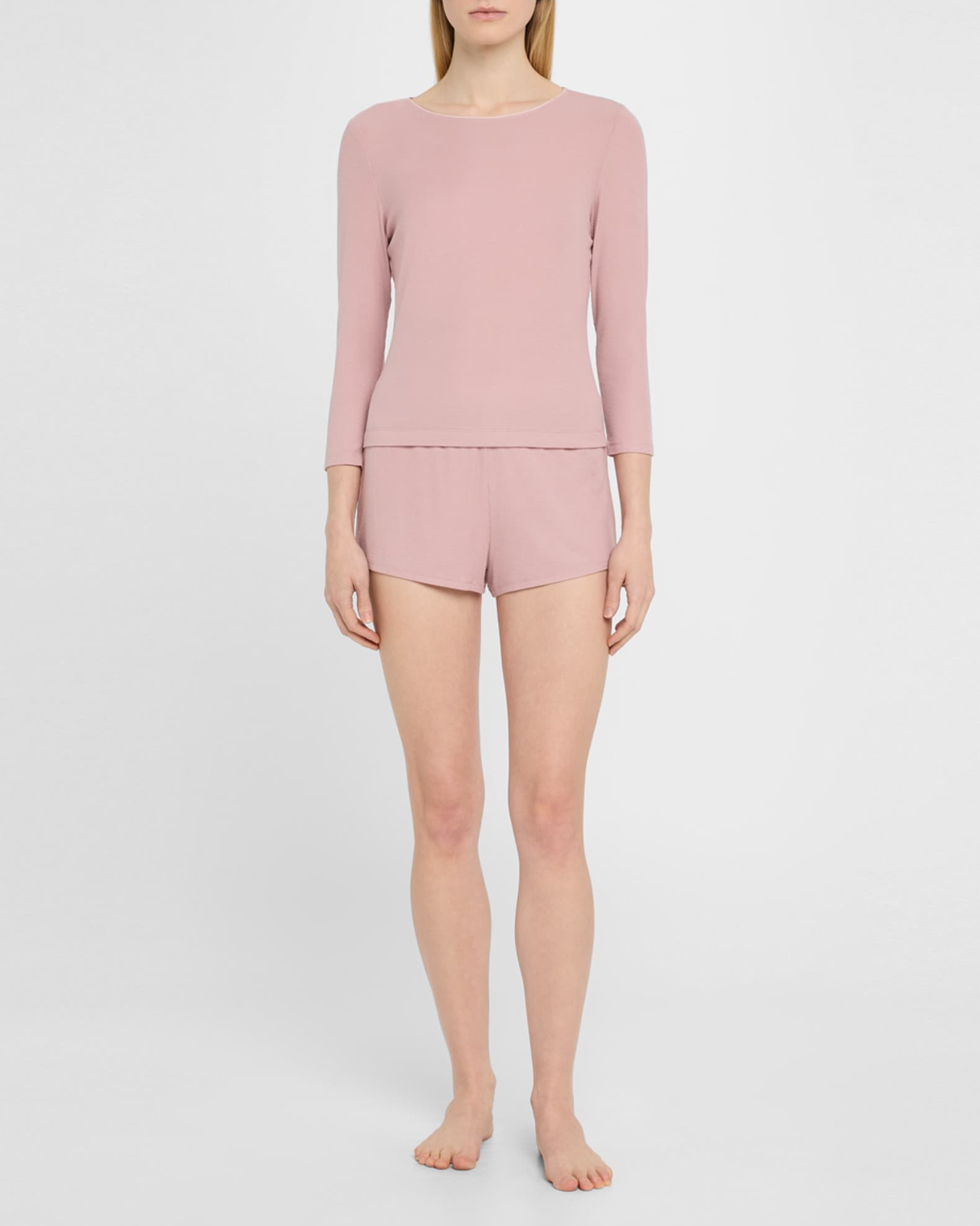 Rib Essentials Ribbed 3/4-Sleeve & Shorts Set 1