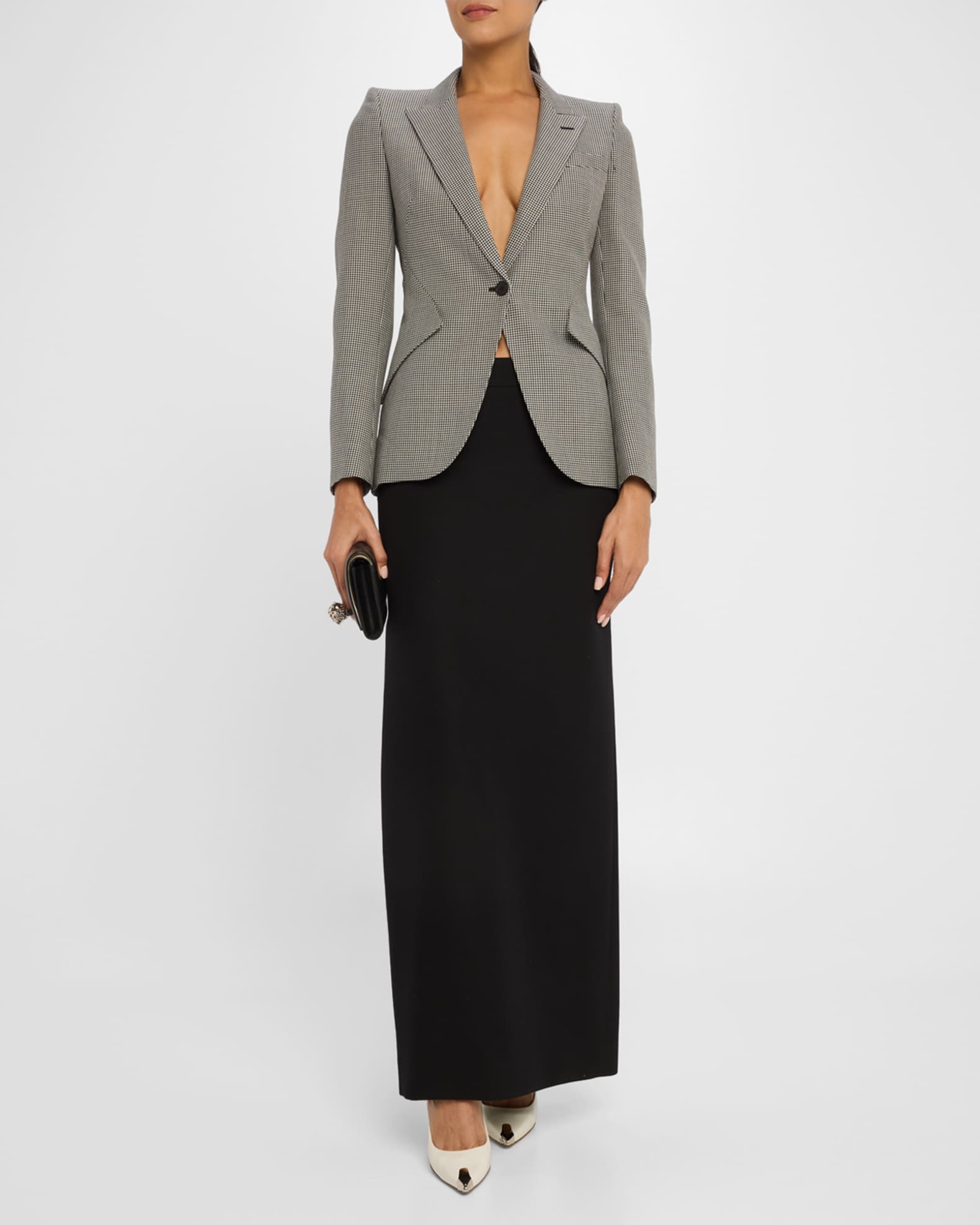 Houndstooth Single-Breasted Jacket 1