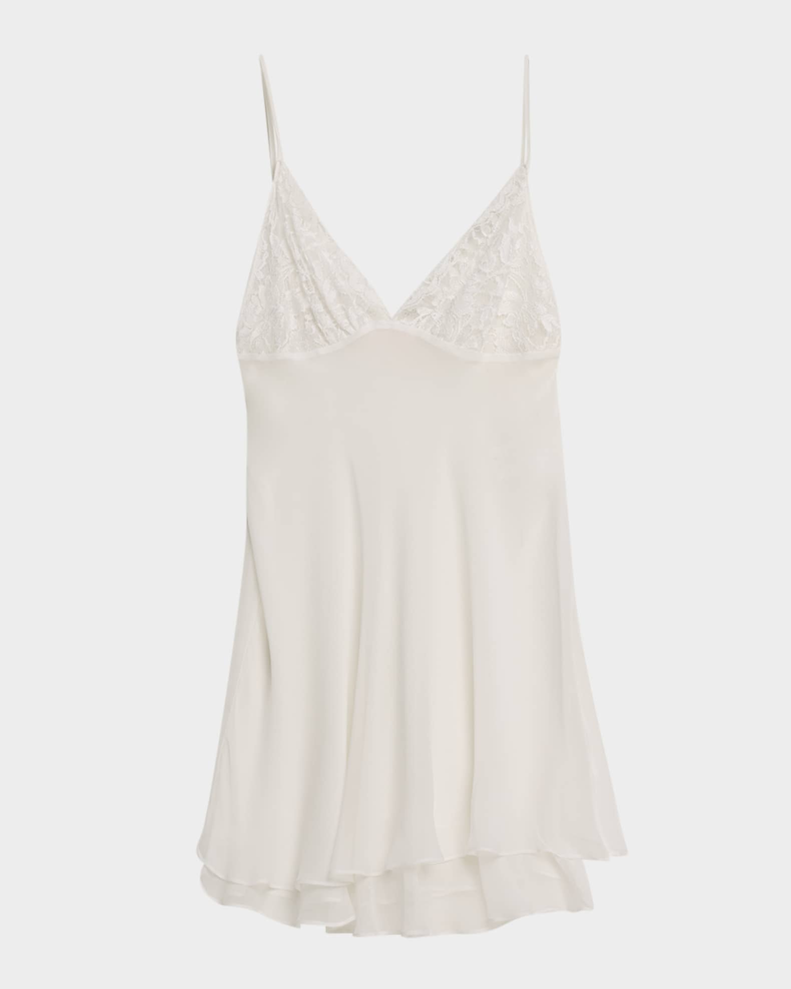 Floral Lace & Silk Chiffon Mini Slip Dress 0
