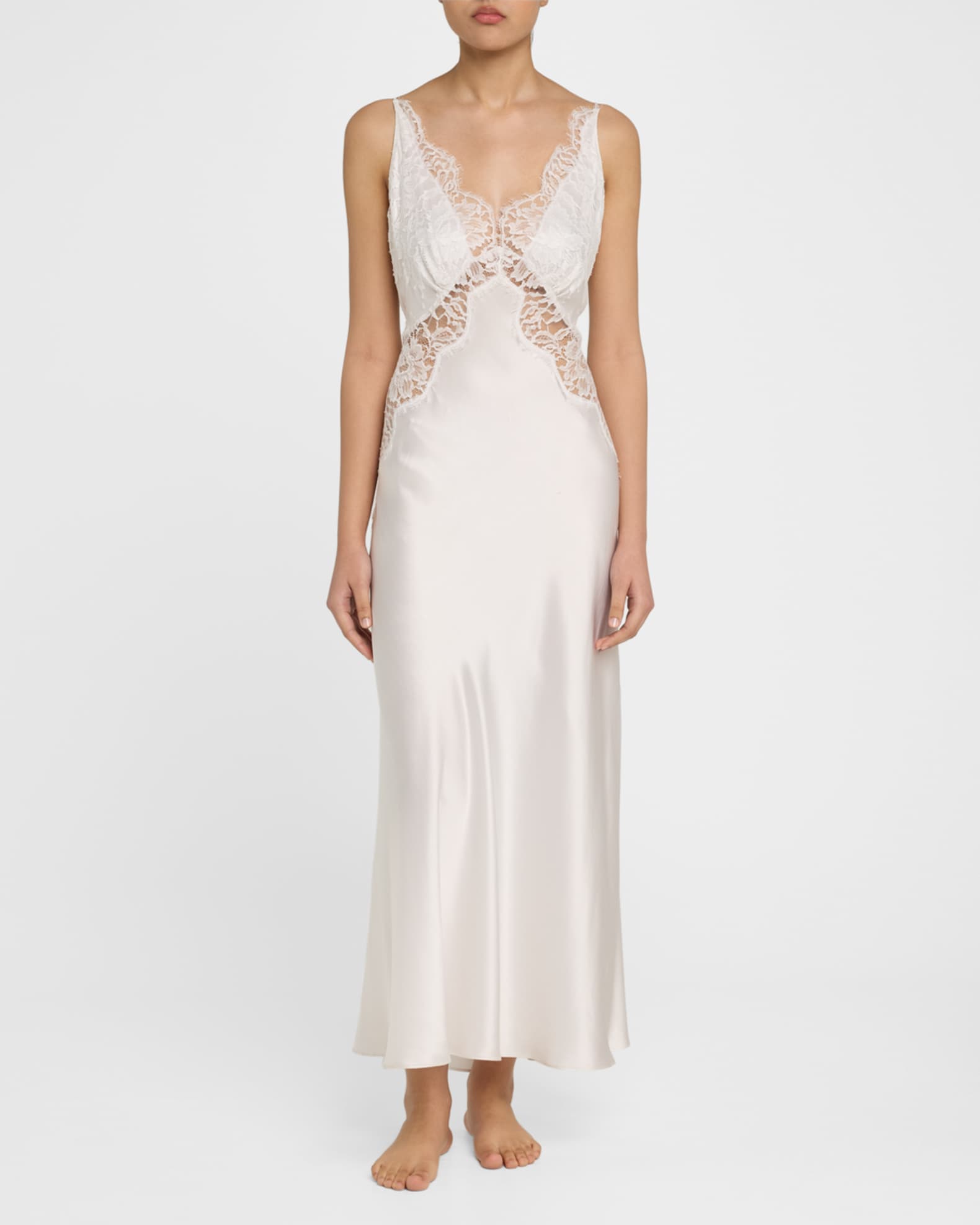 Backless Lace & Silk Charmeuse Nightgown 1