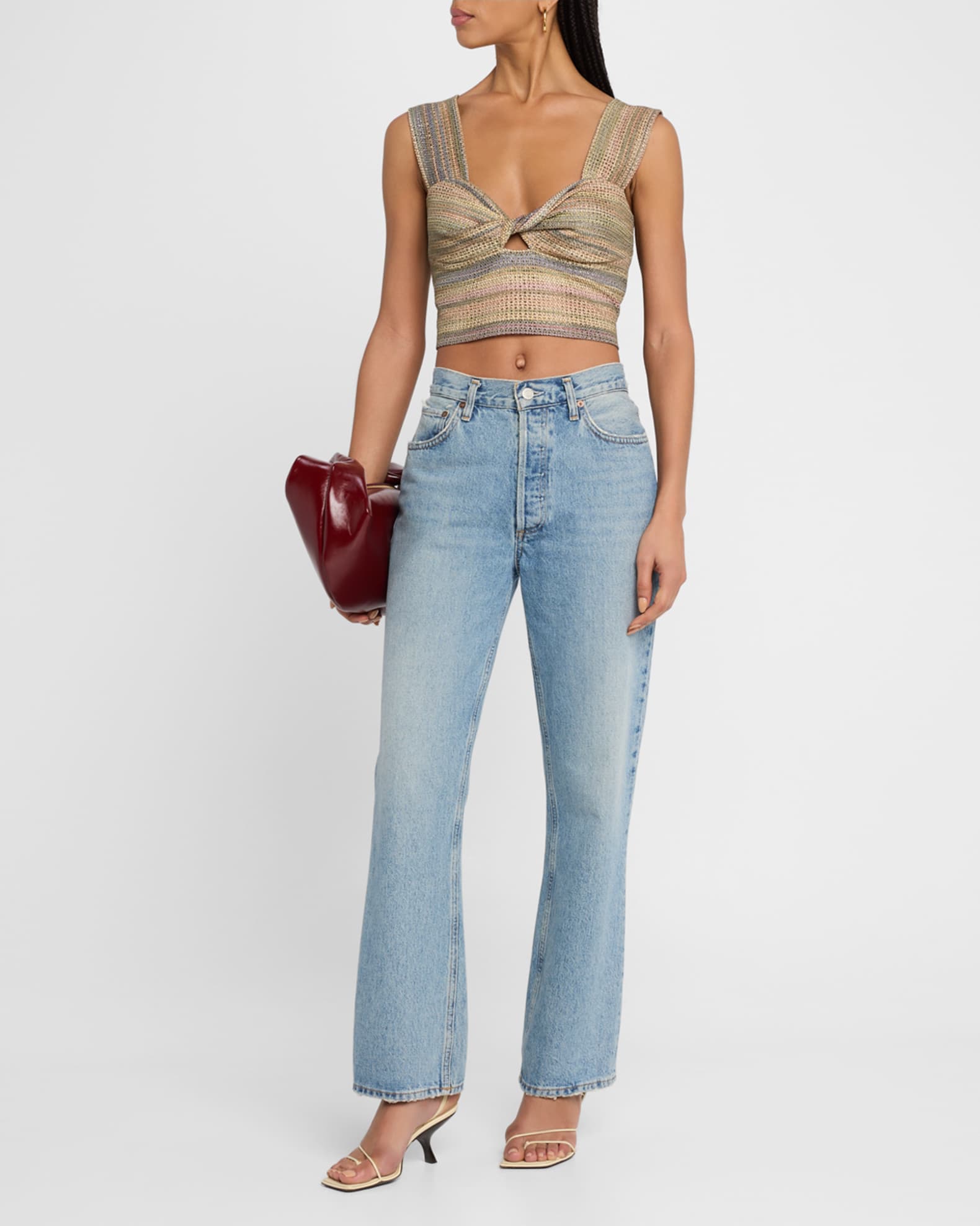 Eloy Twist-Front Sleeveless Crop Top 
