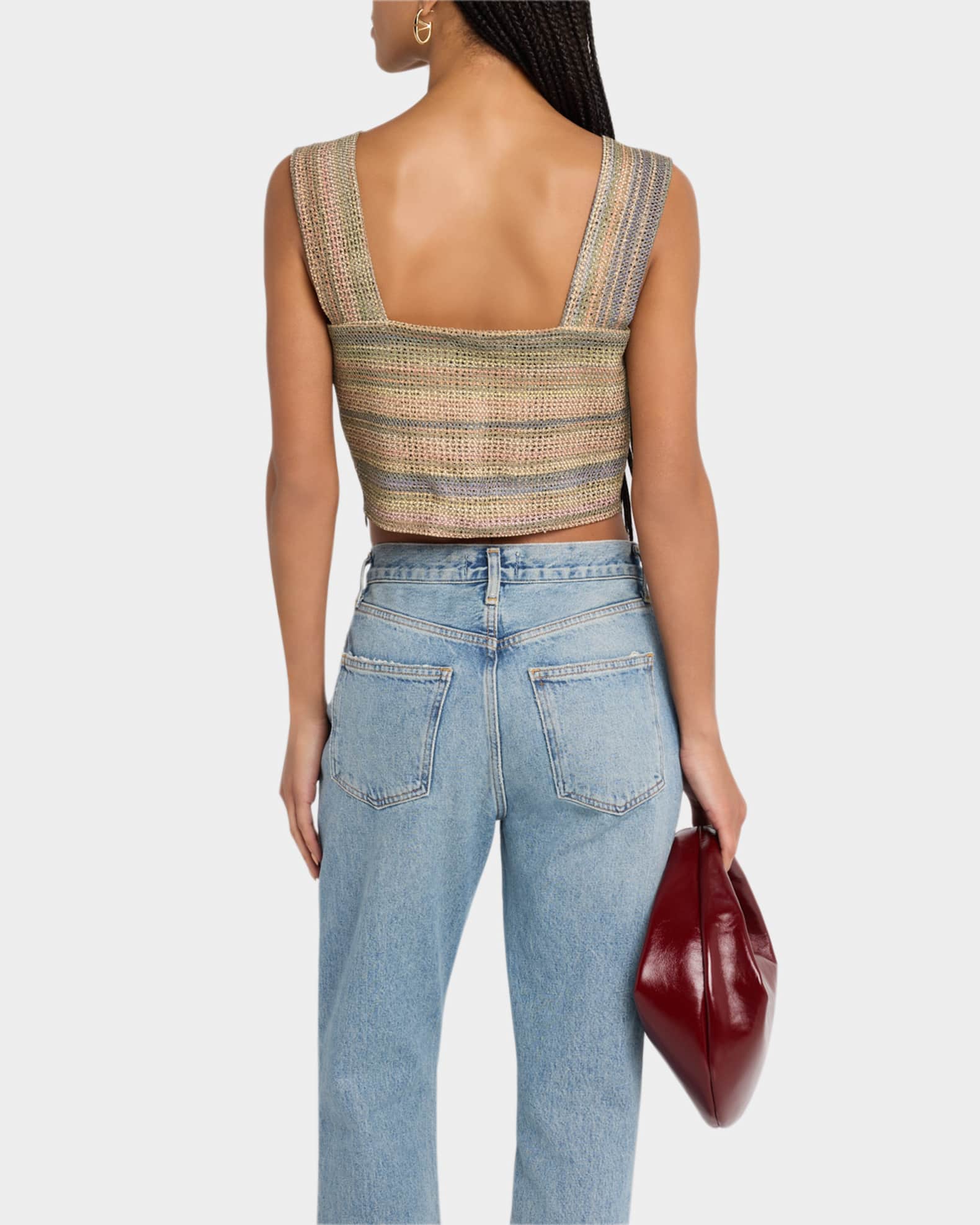 Eloy Twist-Front Sleeveless Crop Top 