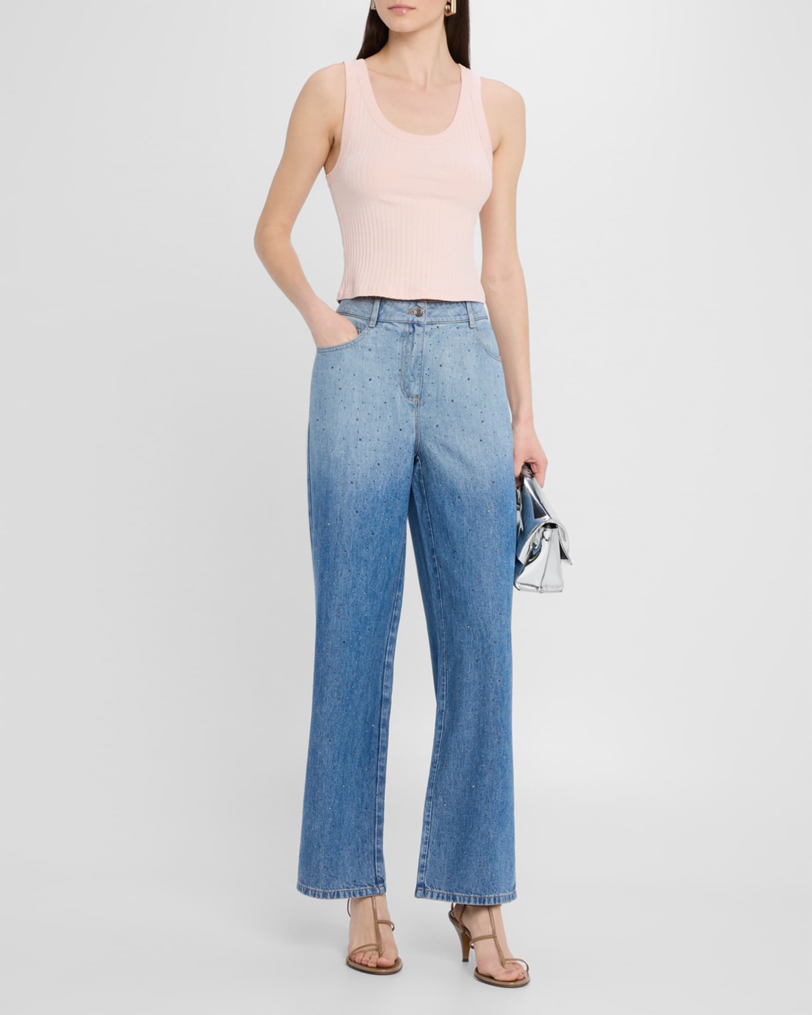 Naiya Embellished Wide-Leg Jeans 1