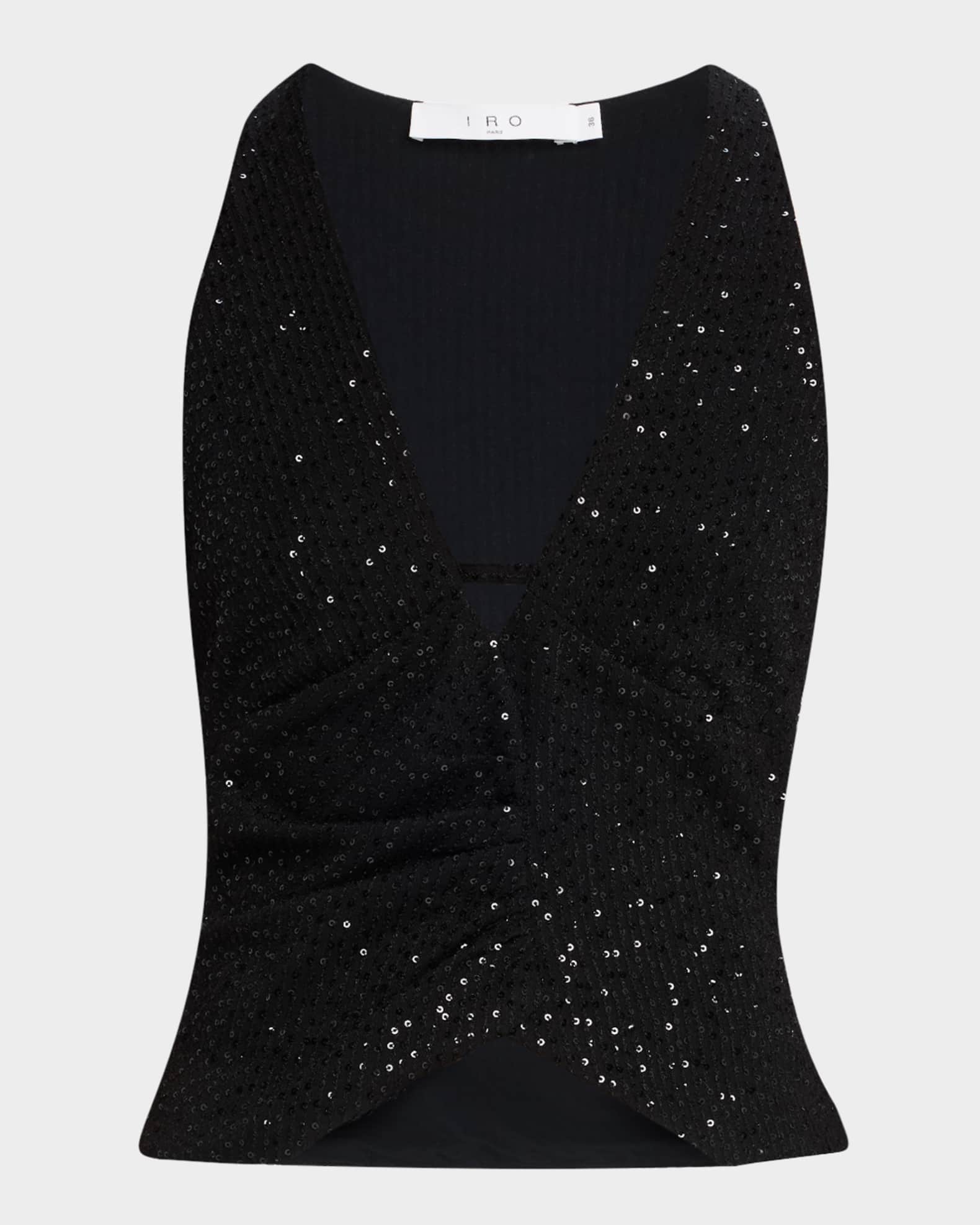 Minnia Sequined V-Neck Top  0