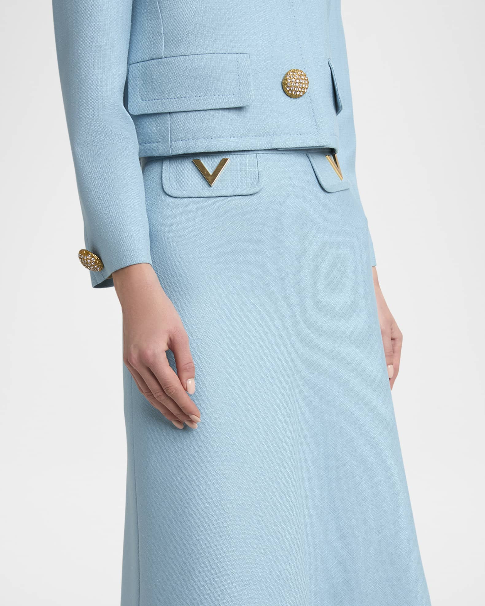 VALENTINO★SOLID SKIRT Valentino Garavani V Logo Solid Viscose Skirt | Neiman Marcus