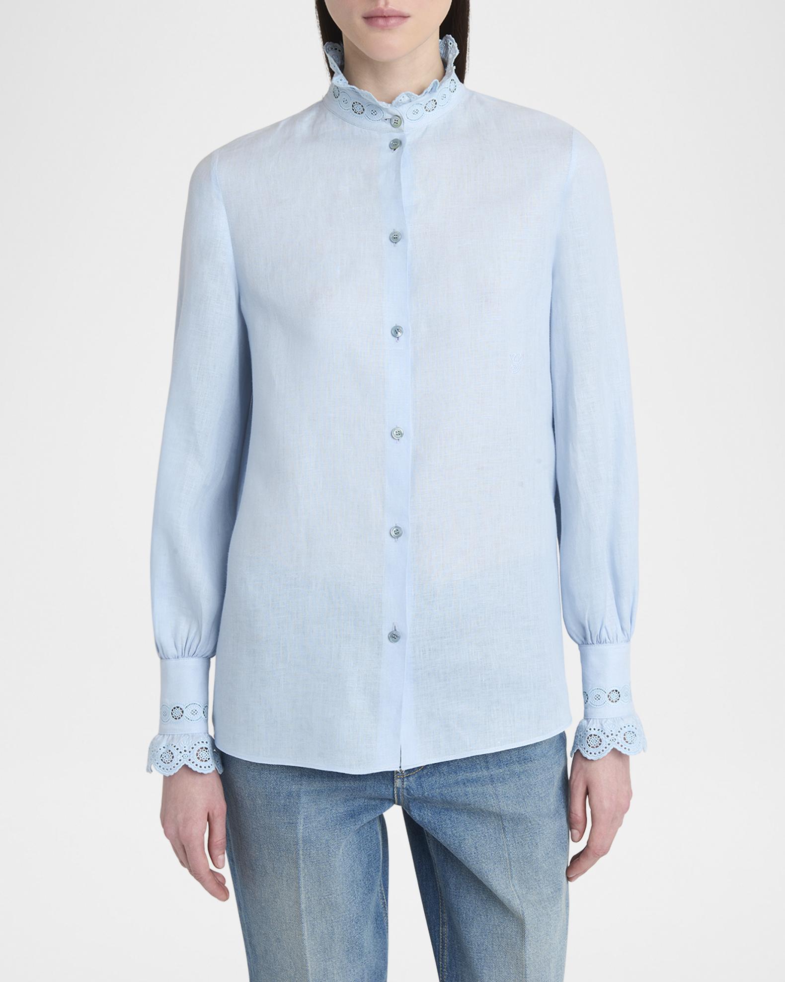 Valentino Garavani Eyelet Embroidered Ruffle Button-Down Shirt 