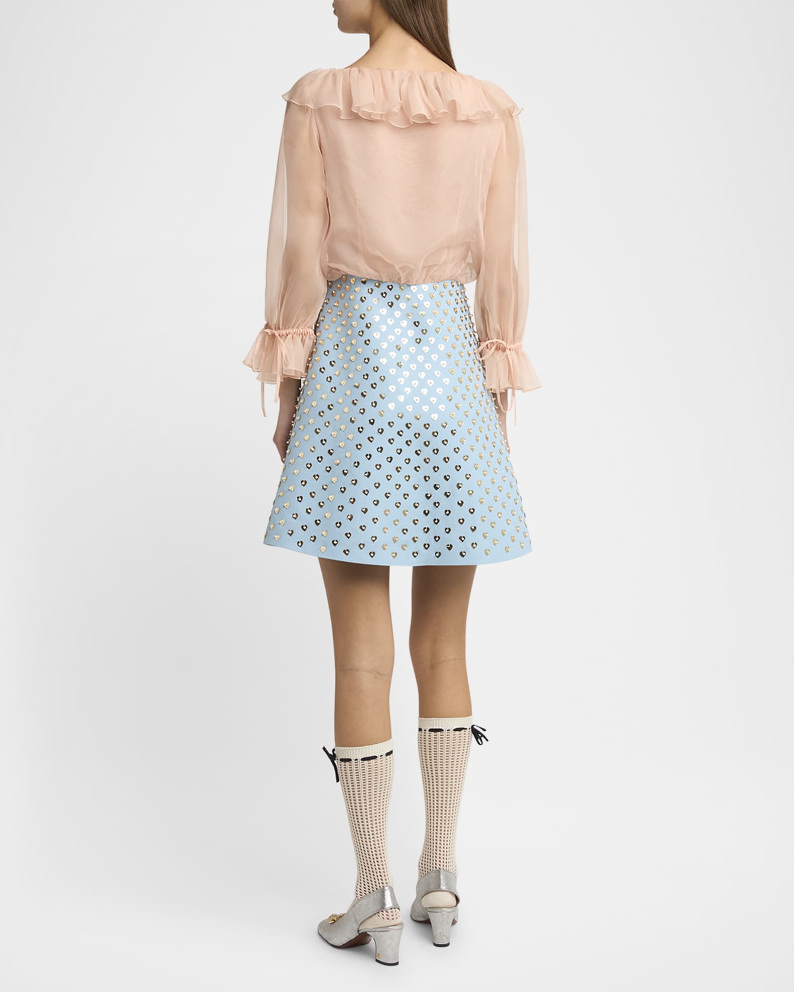 Valentino Garavani Embroidered Ruffle Crepe Couture Mini Dress