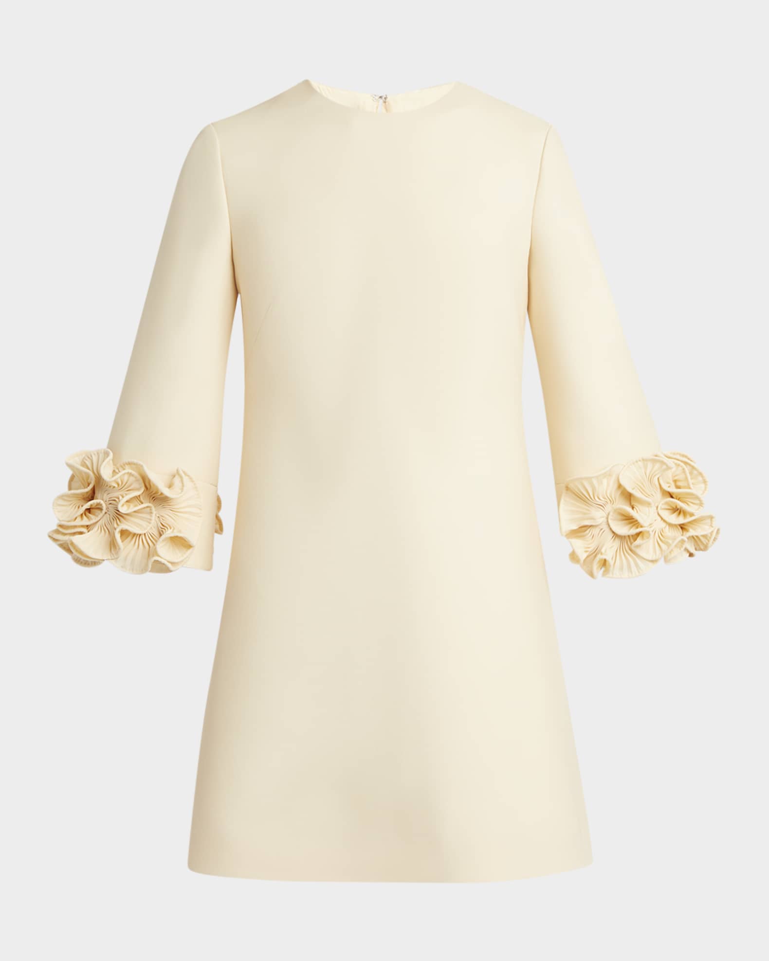 Ruffle Cuff Crepe Couture Short Dress 0