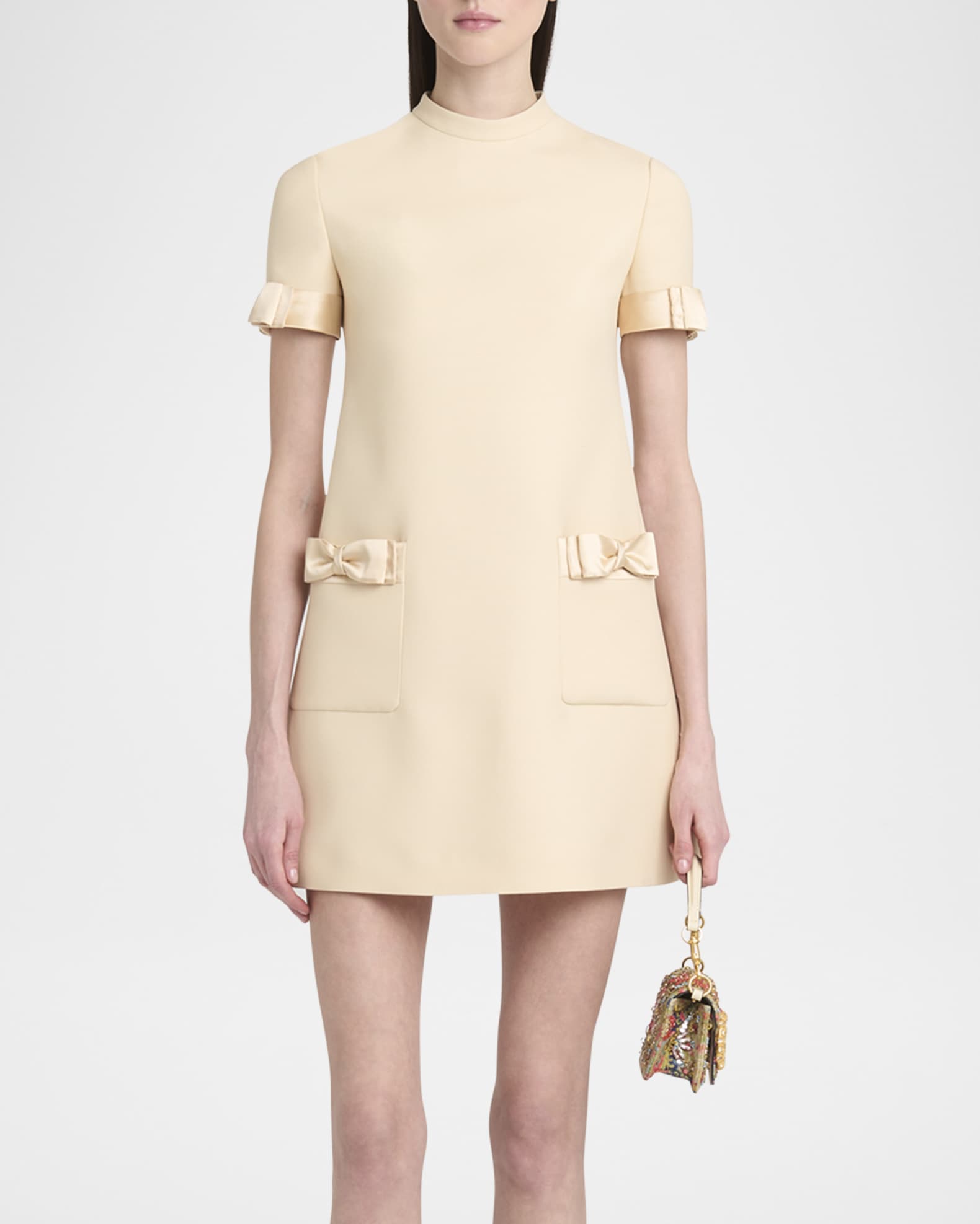 Crepe Couture Mini Dress with Bows 1