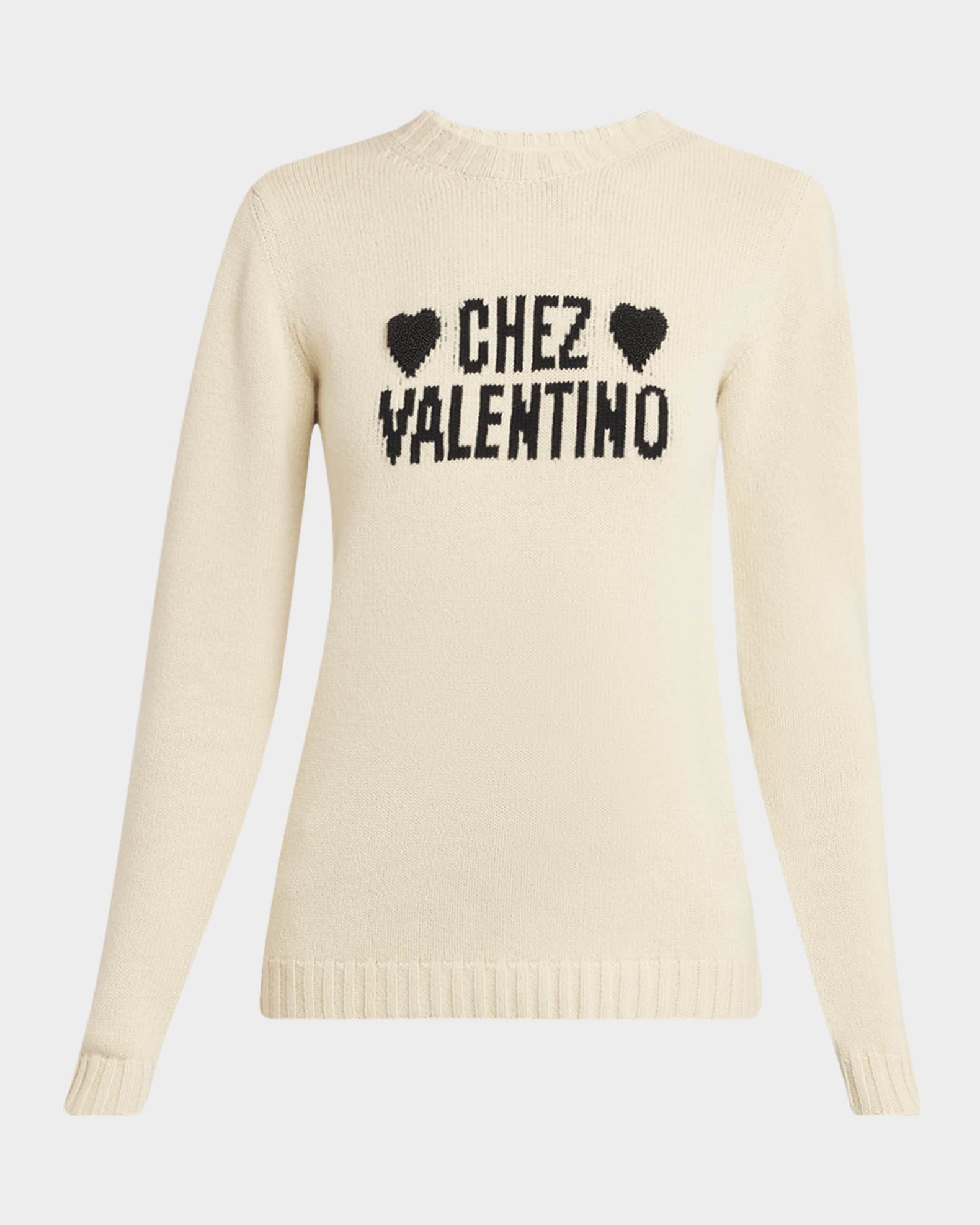 Valentino Garavani Chez Valentino Beaded Wool Sweater | Neiman Marcus