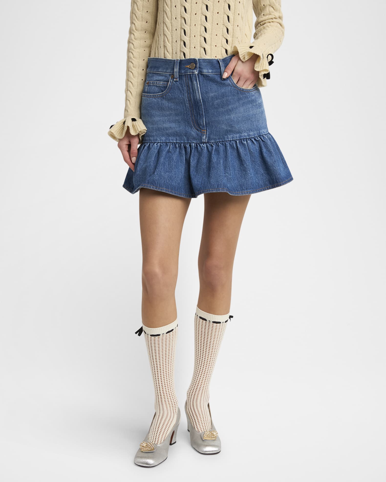 Ruffle Denim Mini Skirt 1