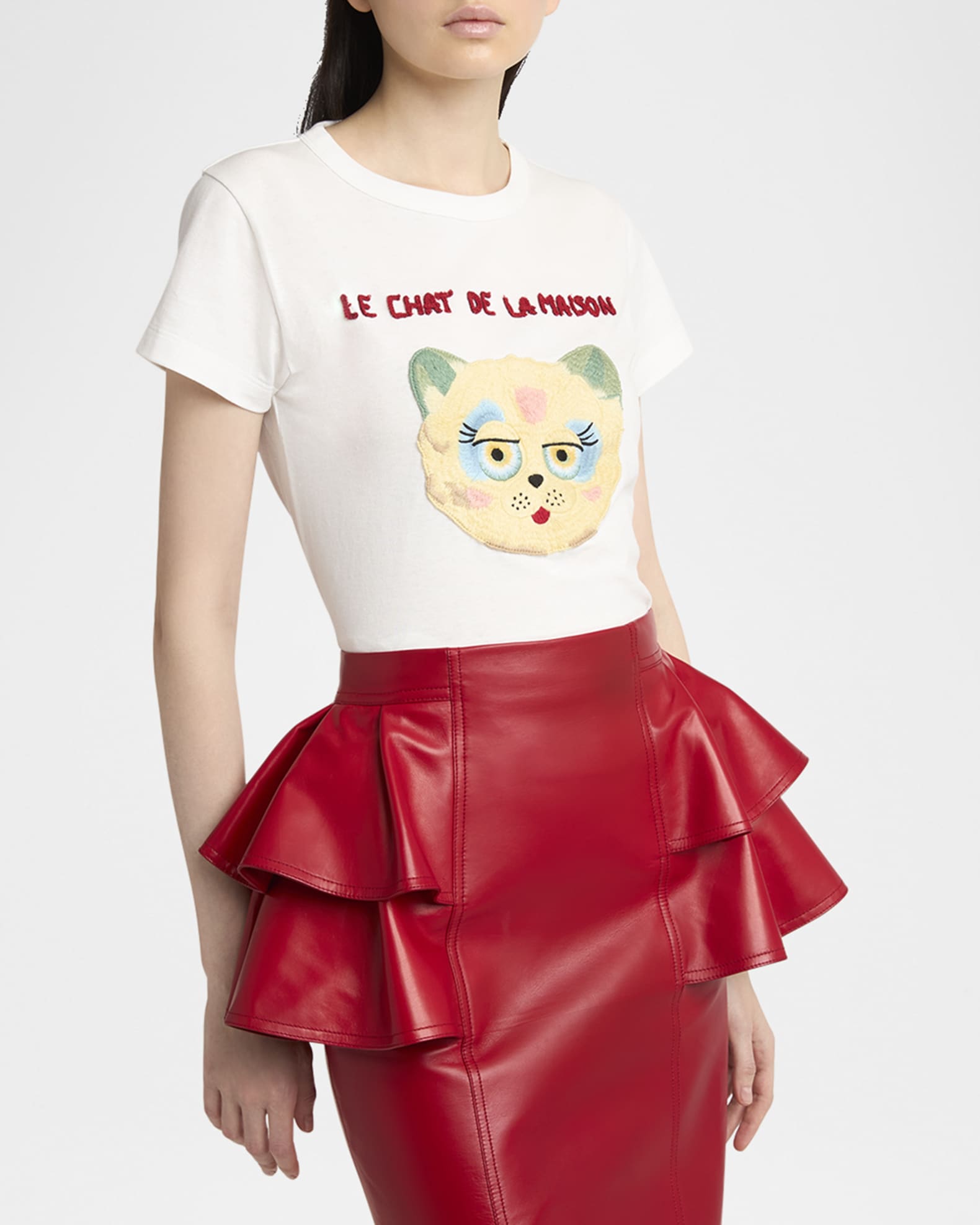 Valentino Garavani Cat Embroidered Cotton Jersey Short