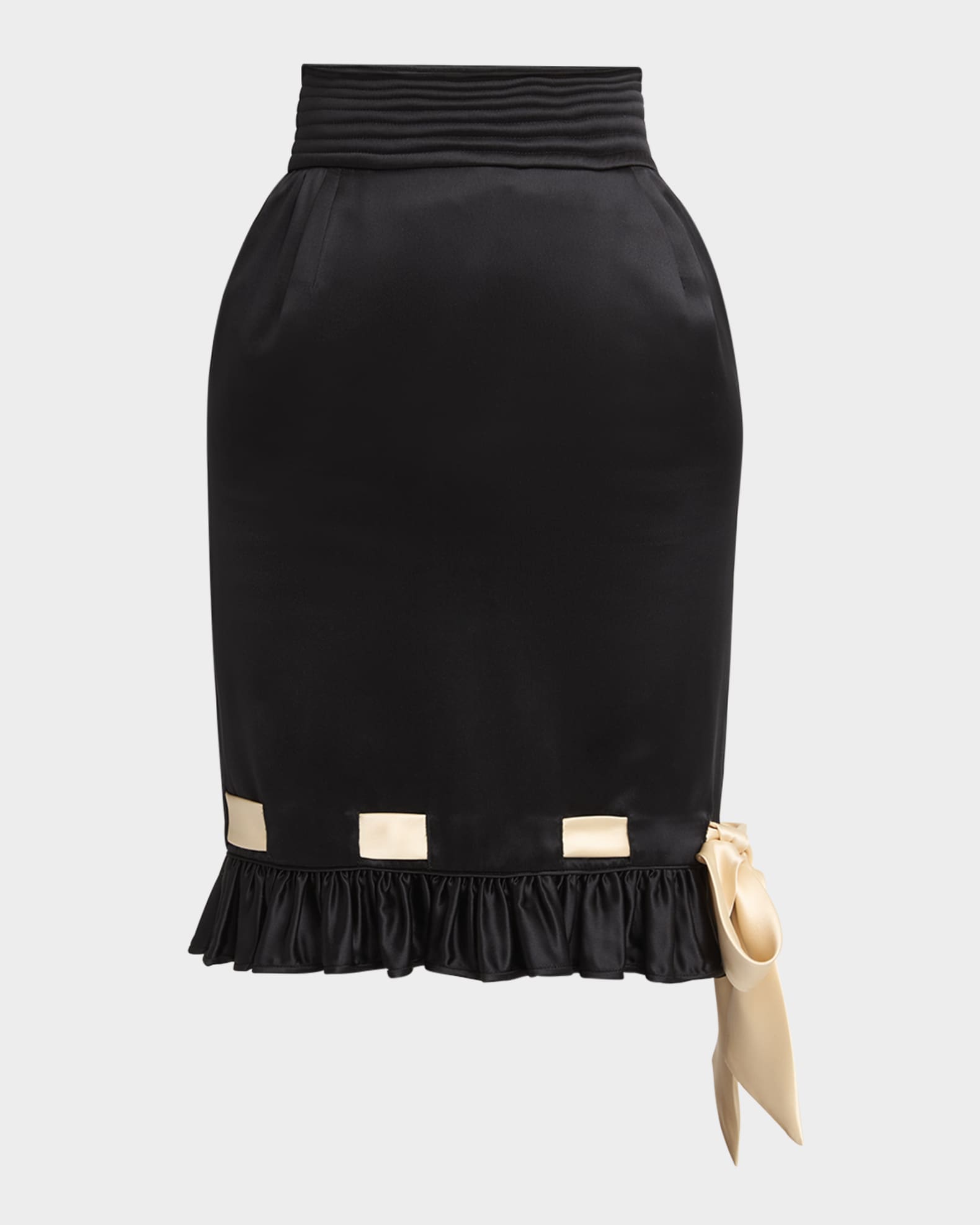 Ribbon Ruffle Hem Double Satin Skirt 0