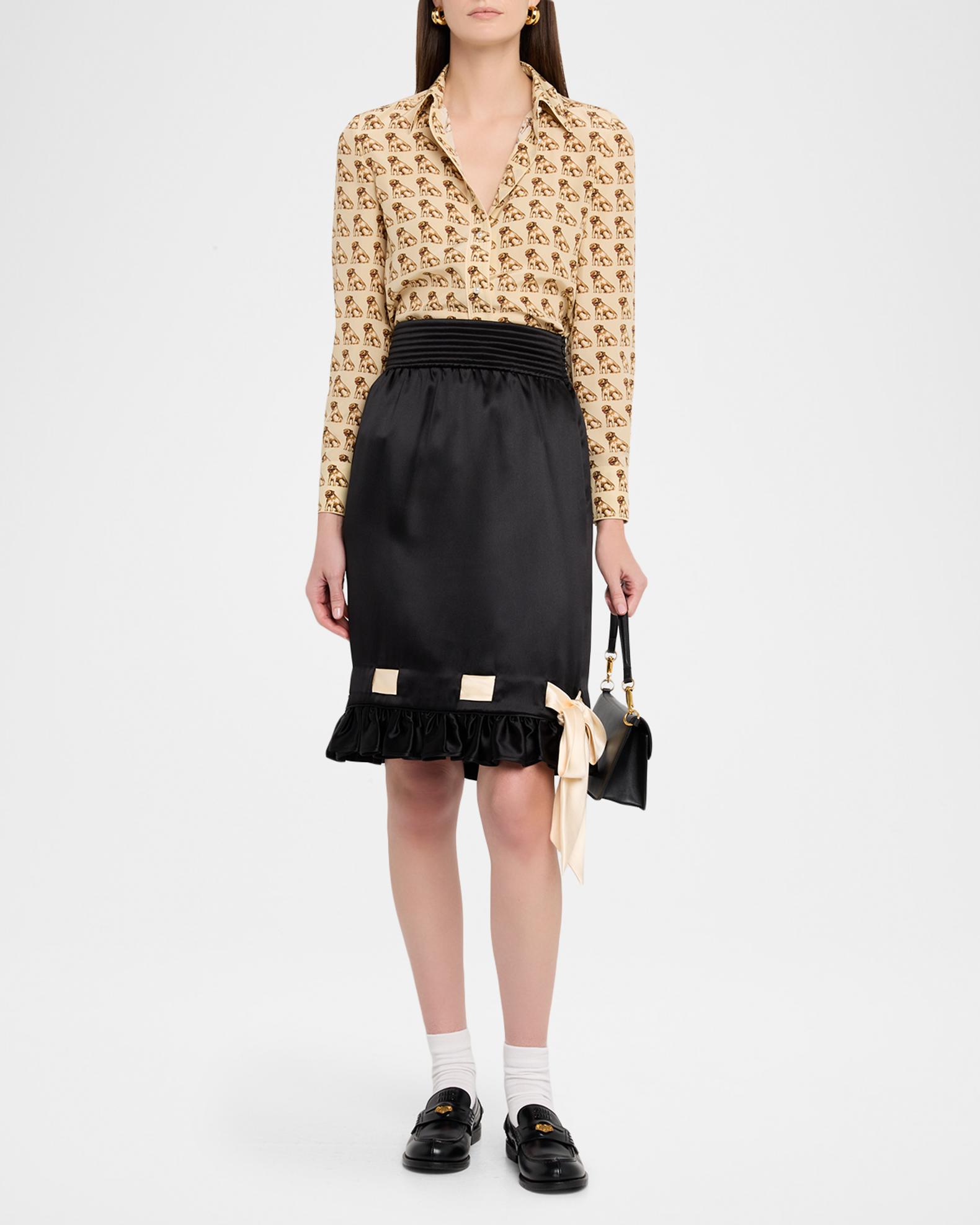 Valentino Garavani Ribbon Ruffle Hem Double Satin Skirt | Neiman Marcus