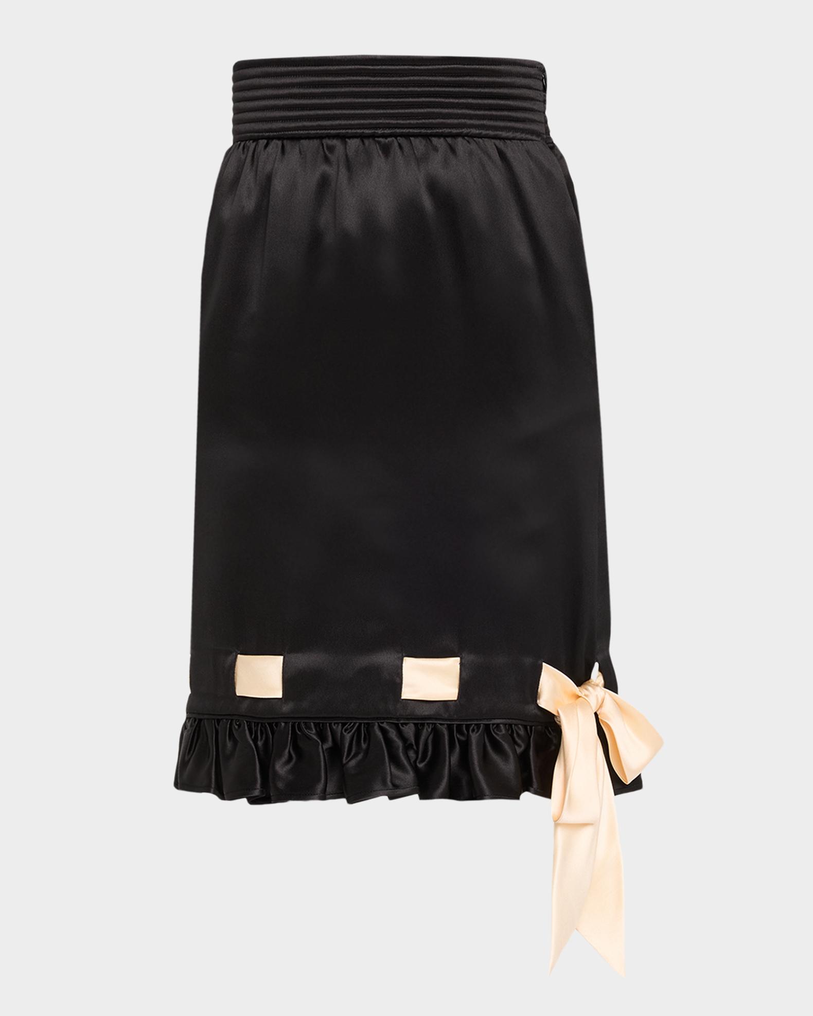 Valentino Garavani Ribbon Ruffle Hem Double Satin Skirt | Neiman Marcus