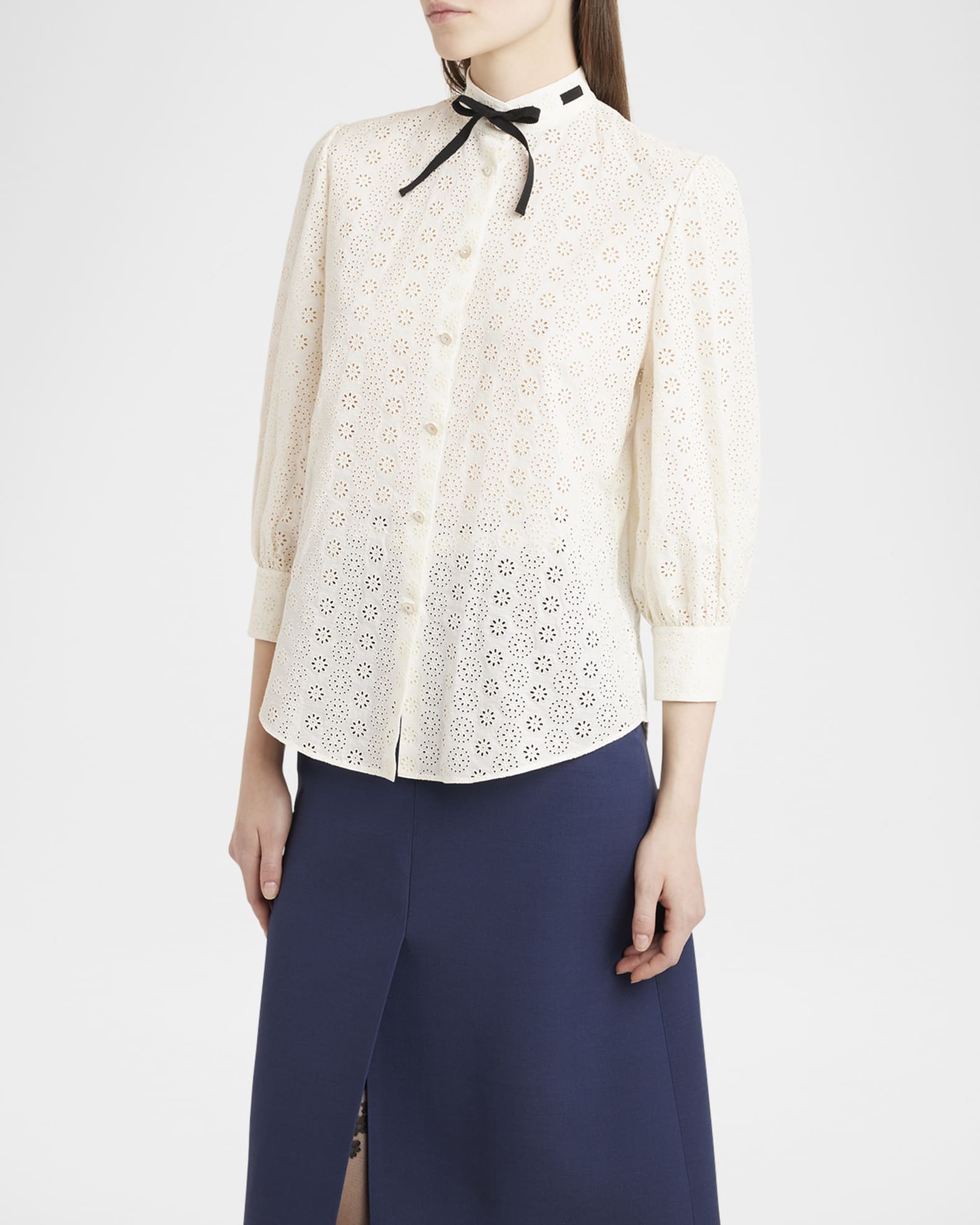 Daisy Polka-Dot Sangallo Button-Down Shirt 1