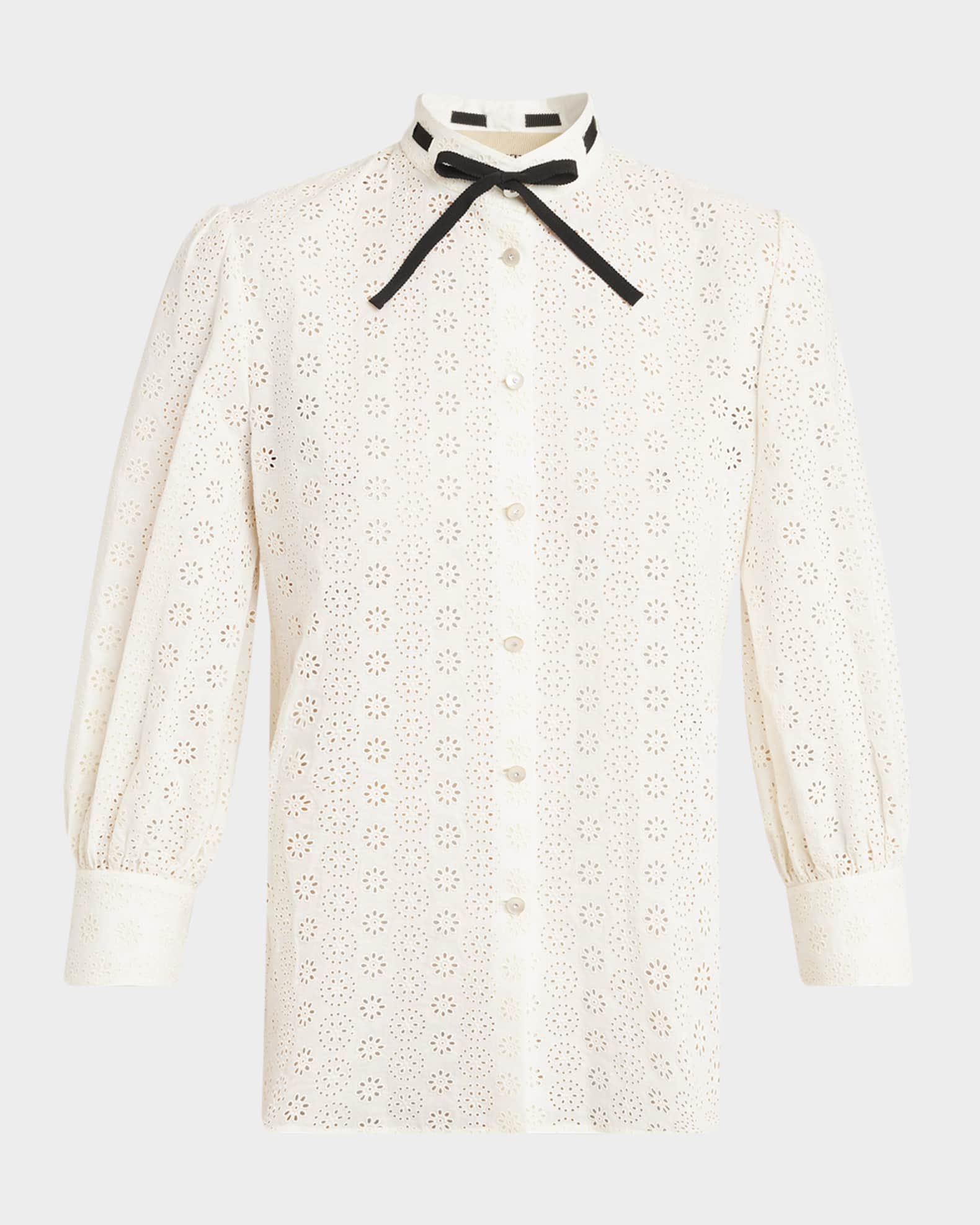 Daisy Polka-Dot Sangallo Button-Down Shirt 0