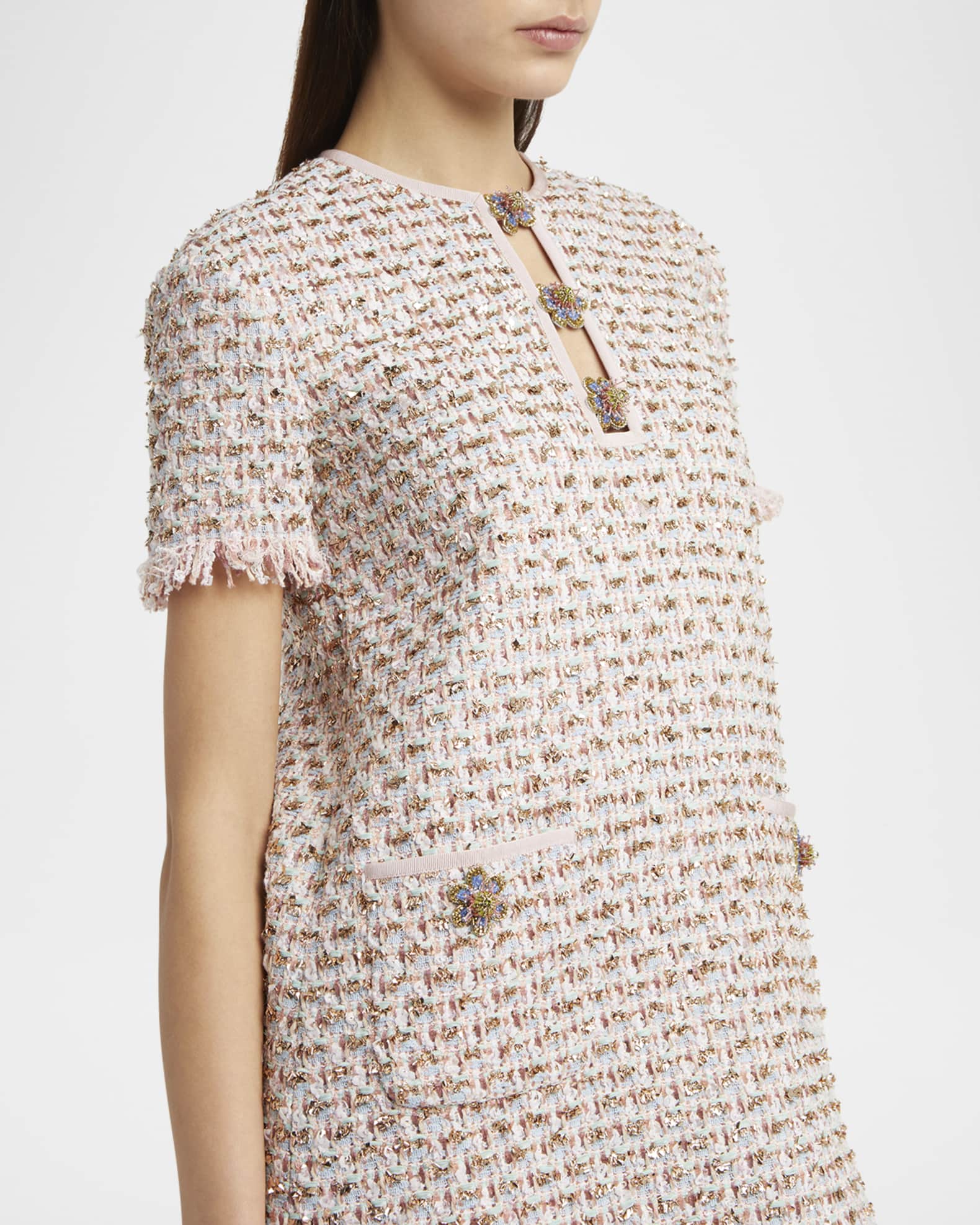 Valentino Garavani Ribbon Tweed Frayed Mini Dress | Neiman