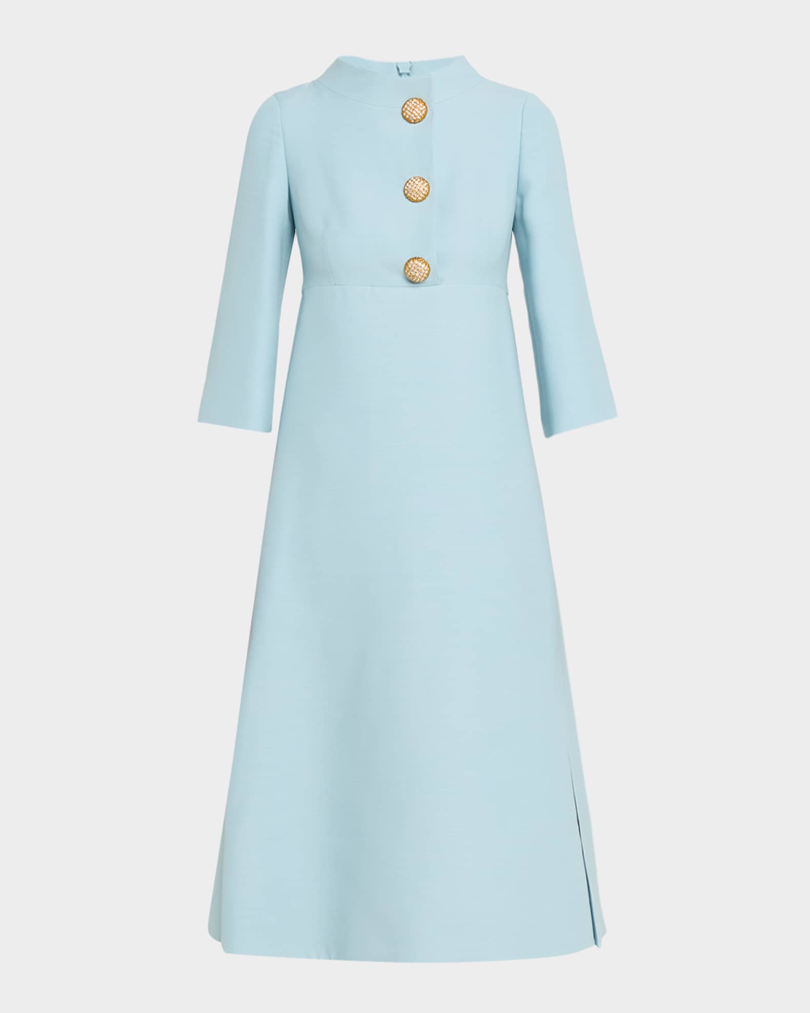 Valentino Garavani Strass Button High-Neck Crepe Midi Dress | Neiman Marcus