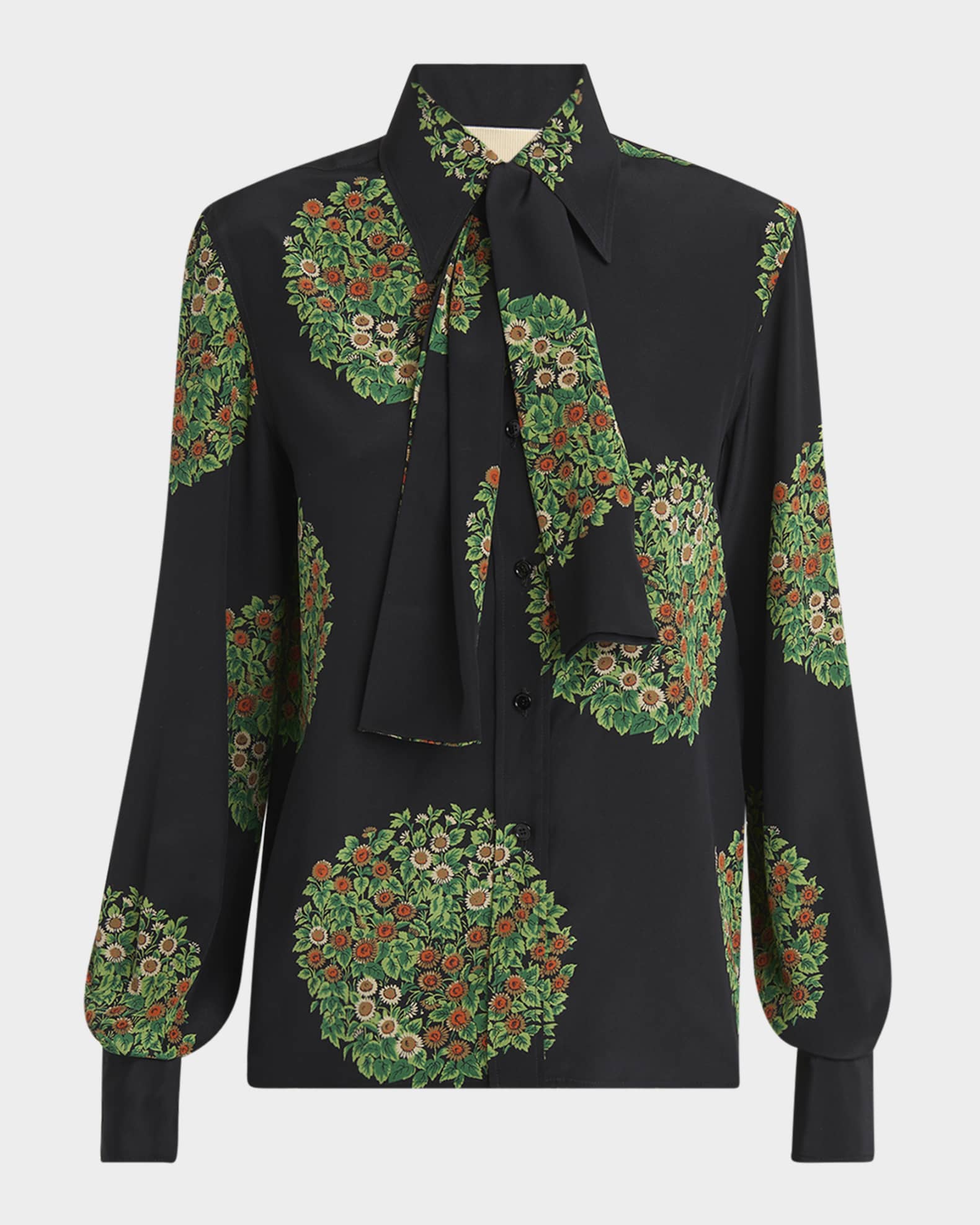 Floral-Print Silk Crepe De Chine Shirt 0
