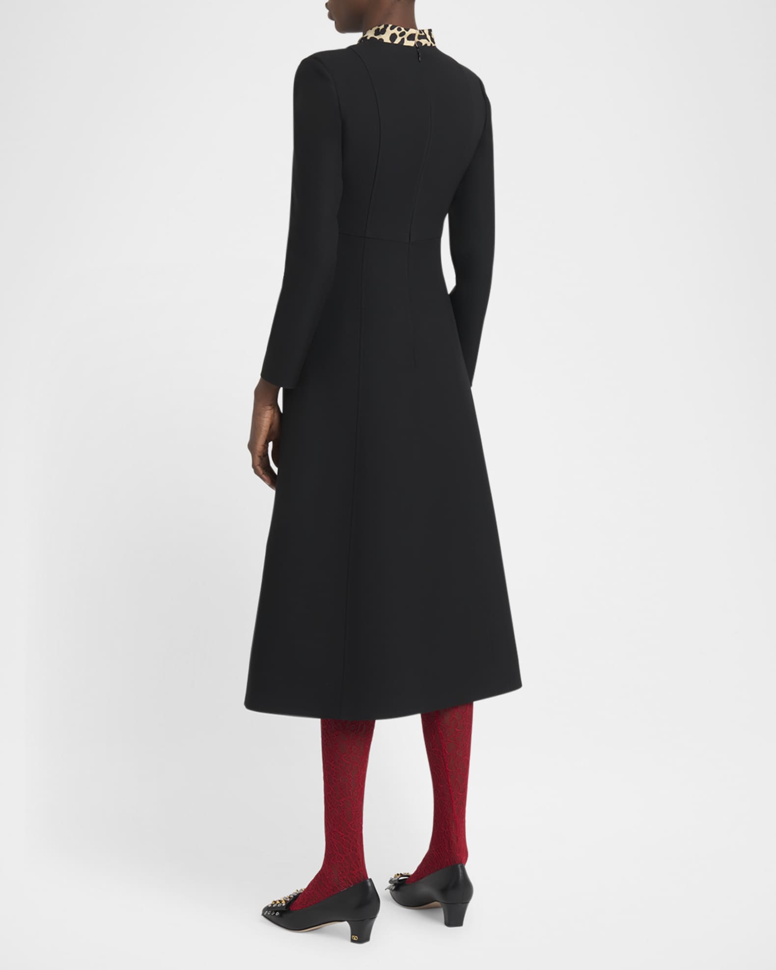 海外希少【VALENTINO】アニマルパターンロングドレス Valentino Garavani Leopard-Print Scarf Long-Sleeve Dress
