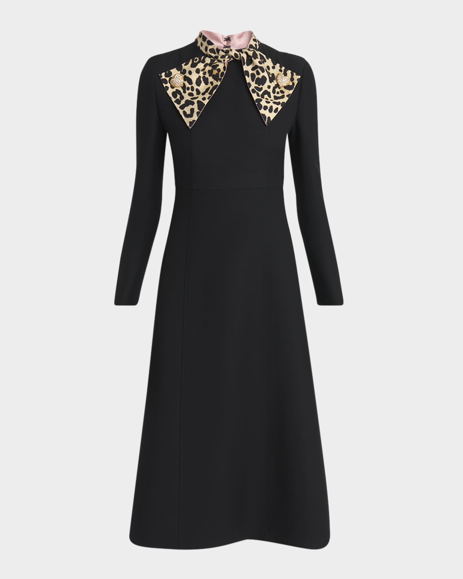 海外希少【VALENTINO】アニマルパターンロングドレス Valentino Garavani Leopard-Print Scarf Long-Sleeve Dress