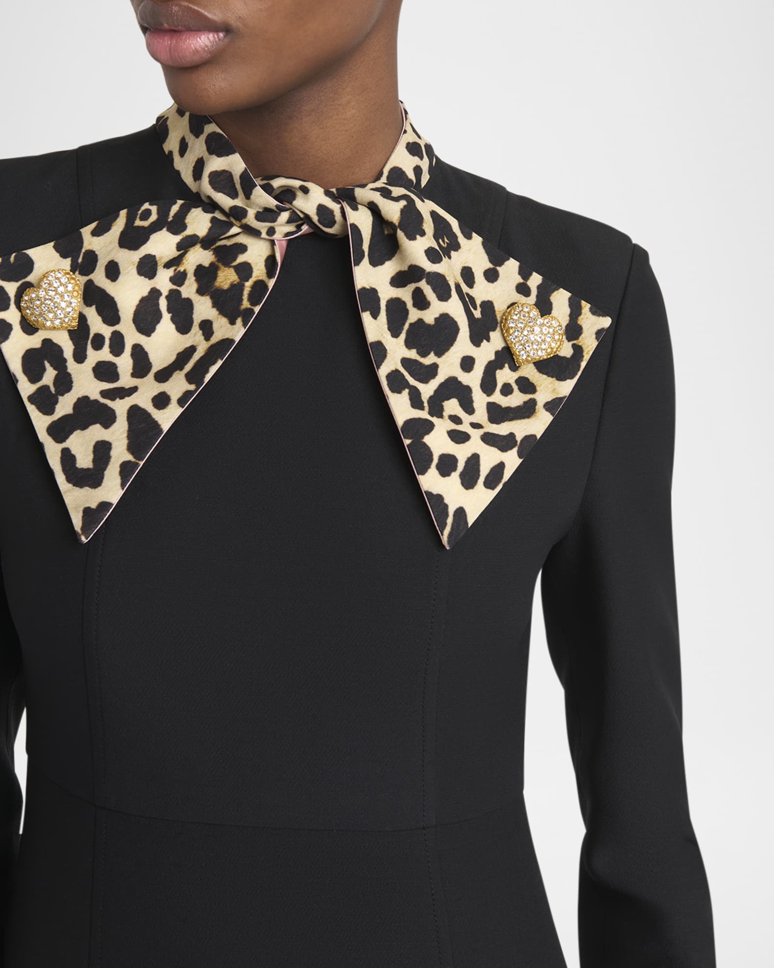海外希少【VALENTINO】アニマルパターンロングドレス Valentino Garavani Leopard-Print Scarf Long-Sleeve Dress