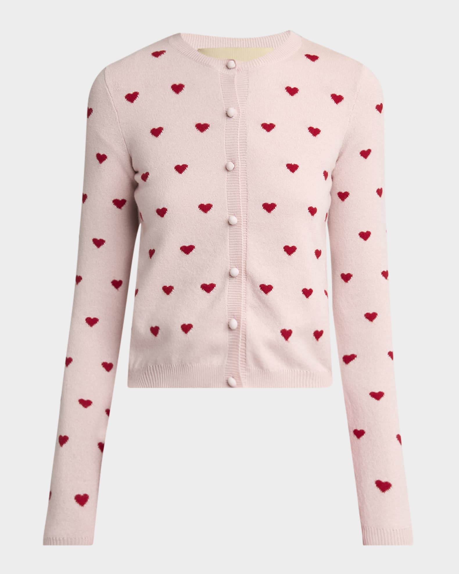 Jacquard Hearts Wool-Cashmere Cardigan 0