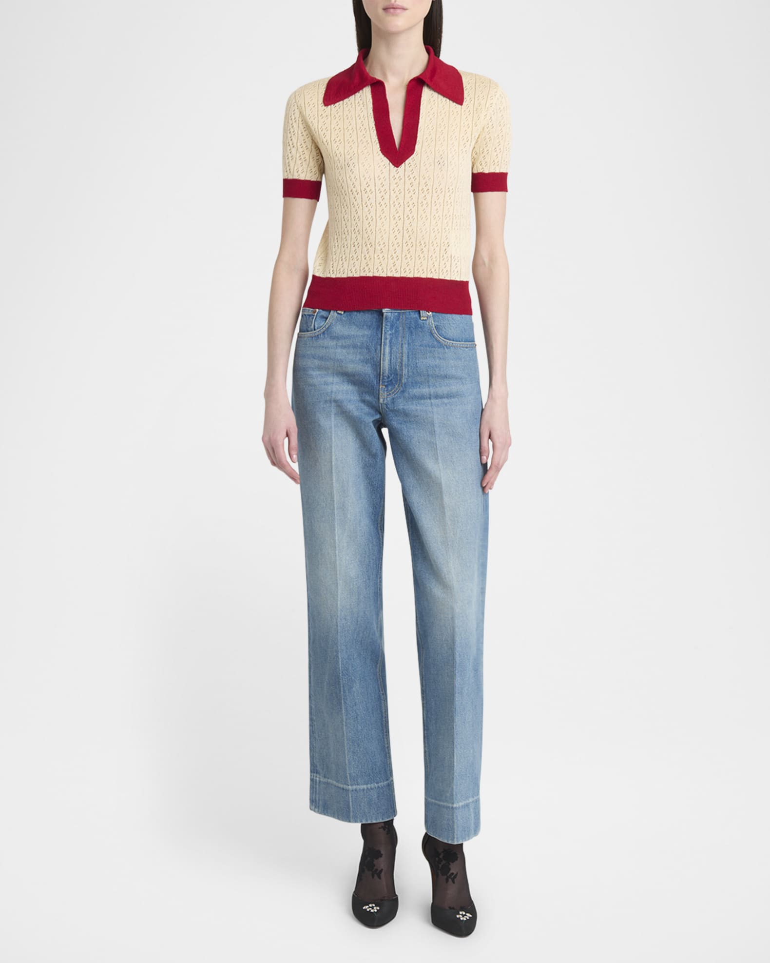 Pointelle Linen-Viscose Sweater 1