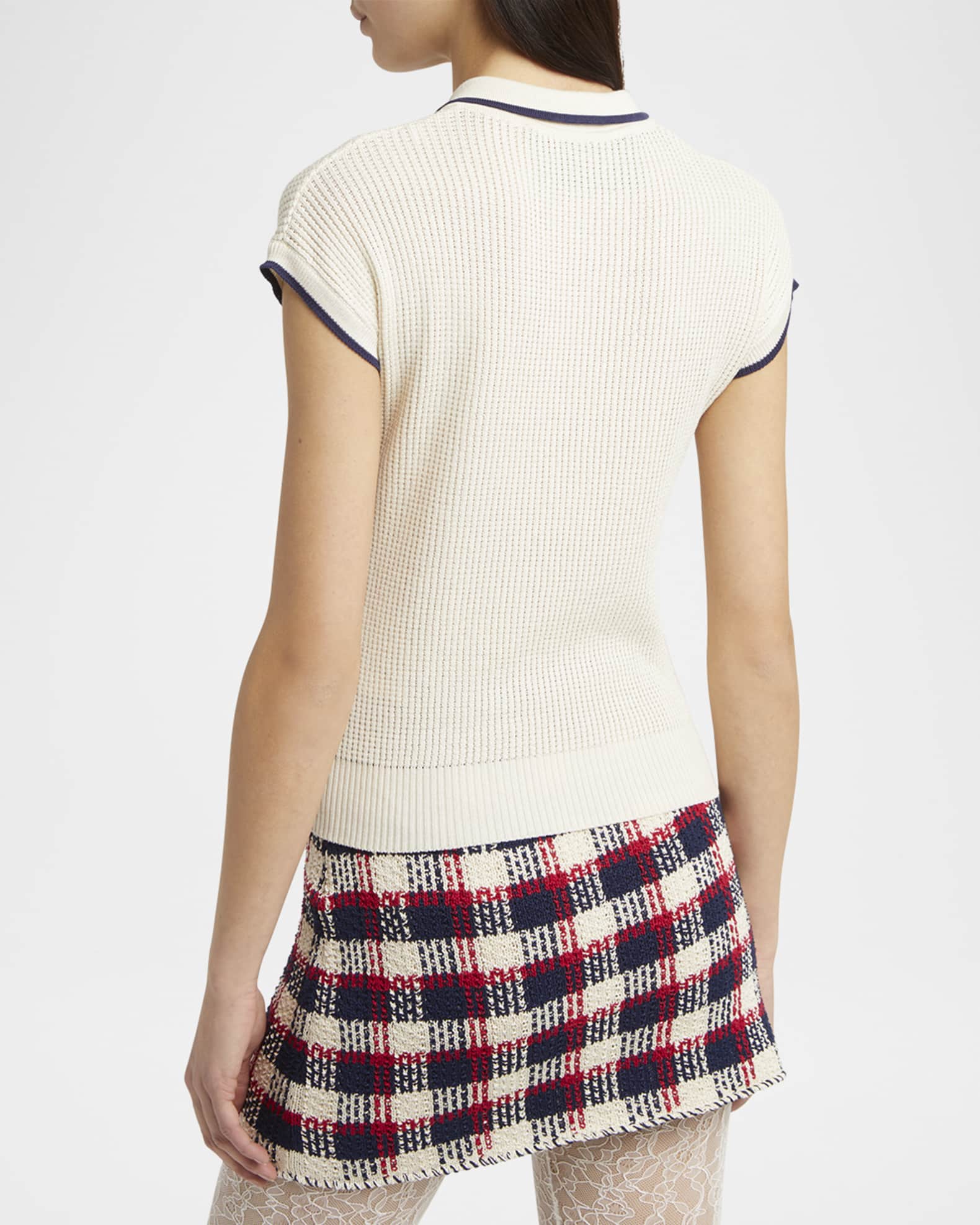 Valentino Garavani Bow Short-Sleeve Polo Sweater | Neiman Marcus