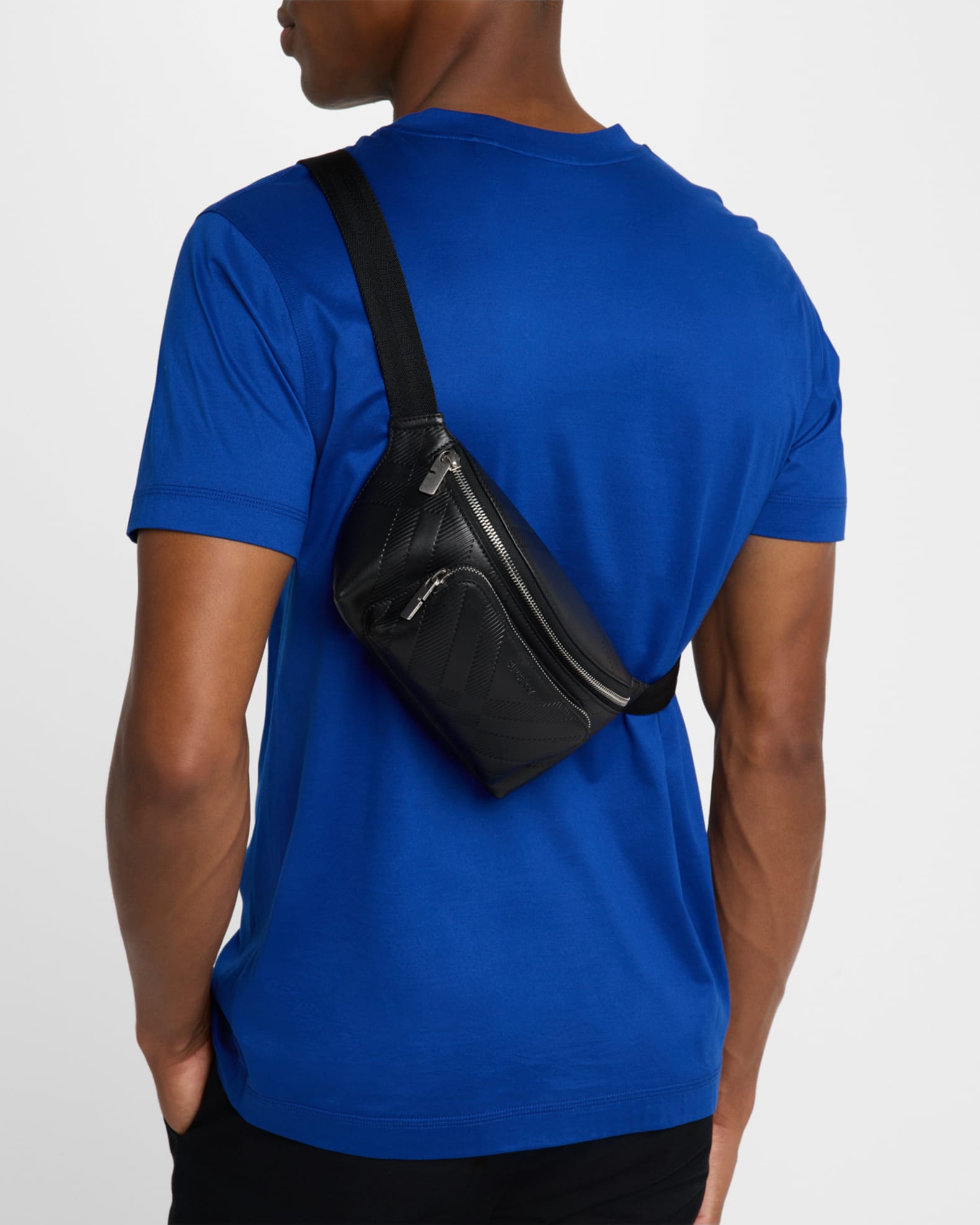 Burberry Men's Small Check Leather Belt Bag | Neiman Marcus