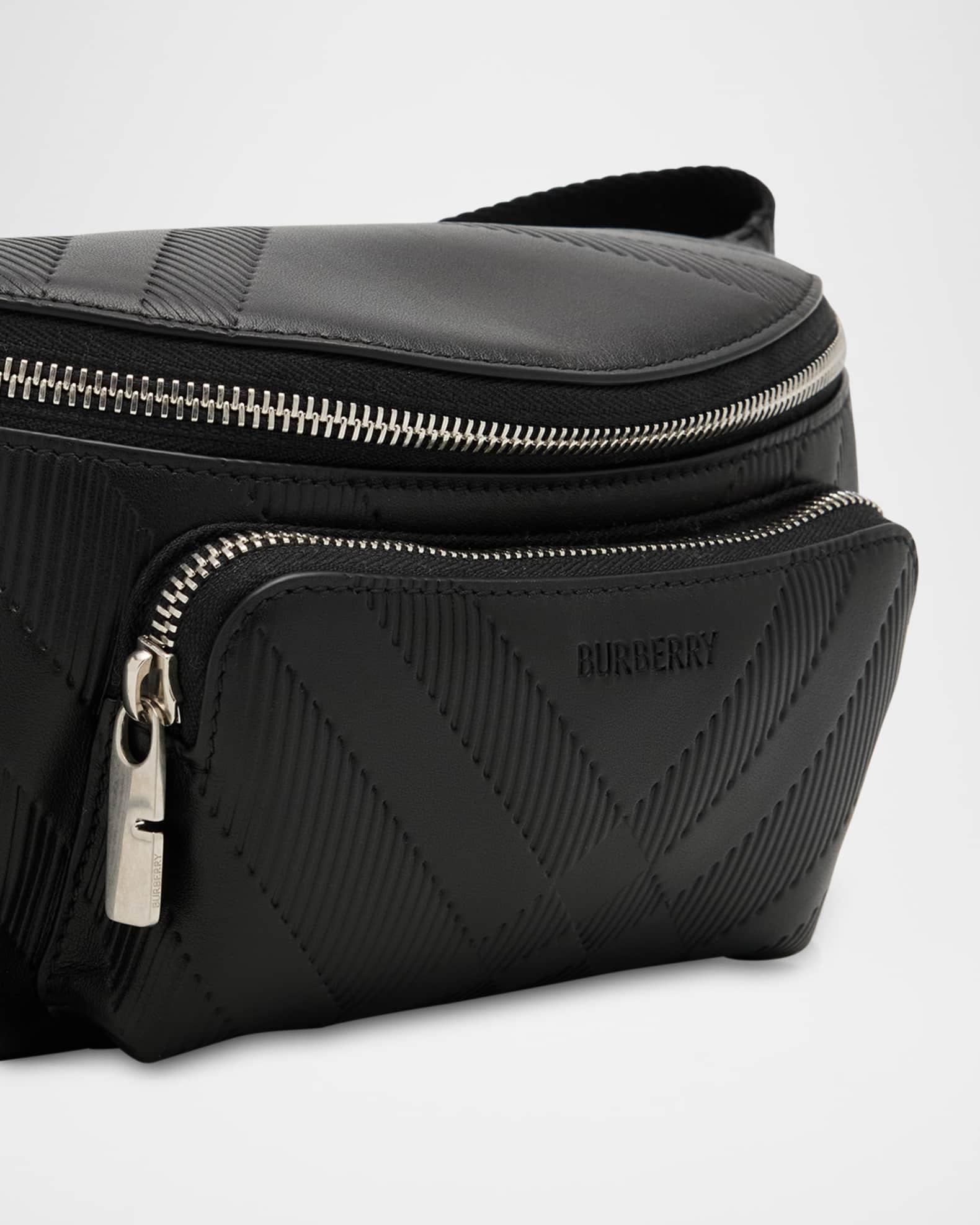 Burberry Men's Small Check Leather Belt Bag | Neiman Marcus