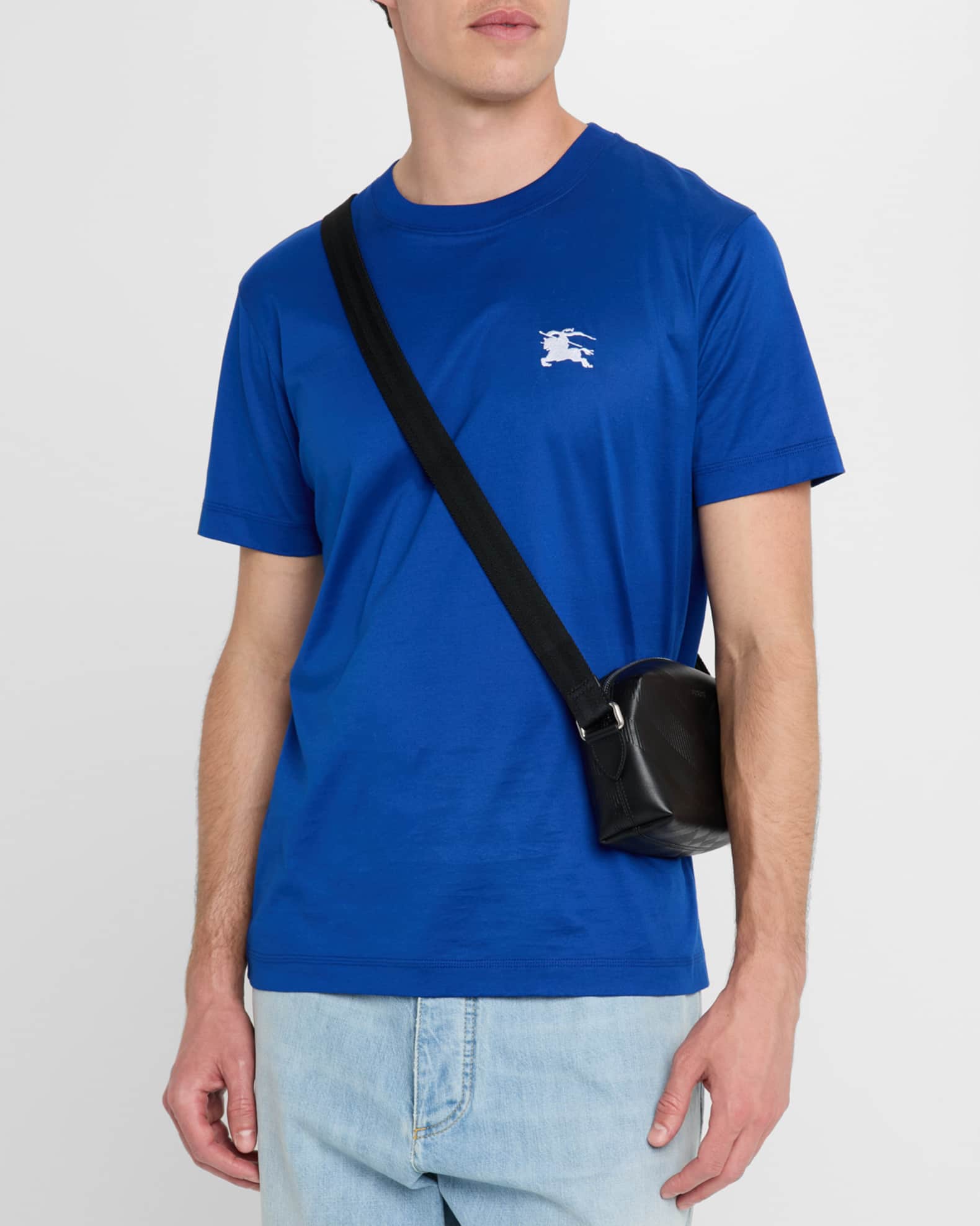 Men's Check Embossed Leather Mini Crossbody Bag 1
