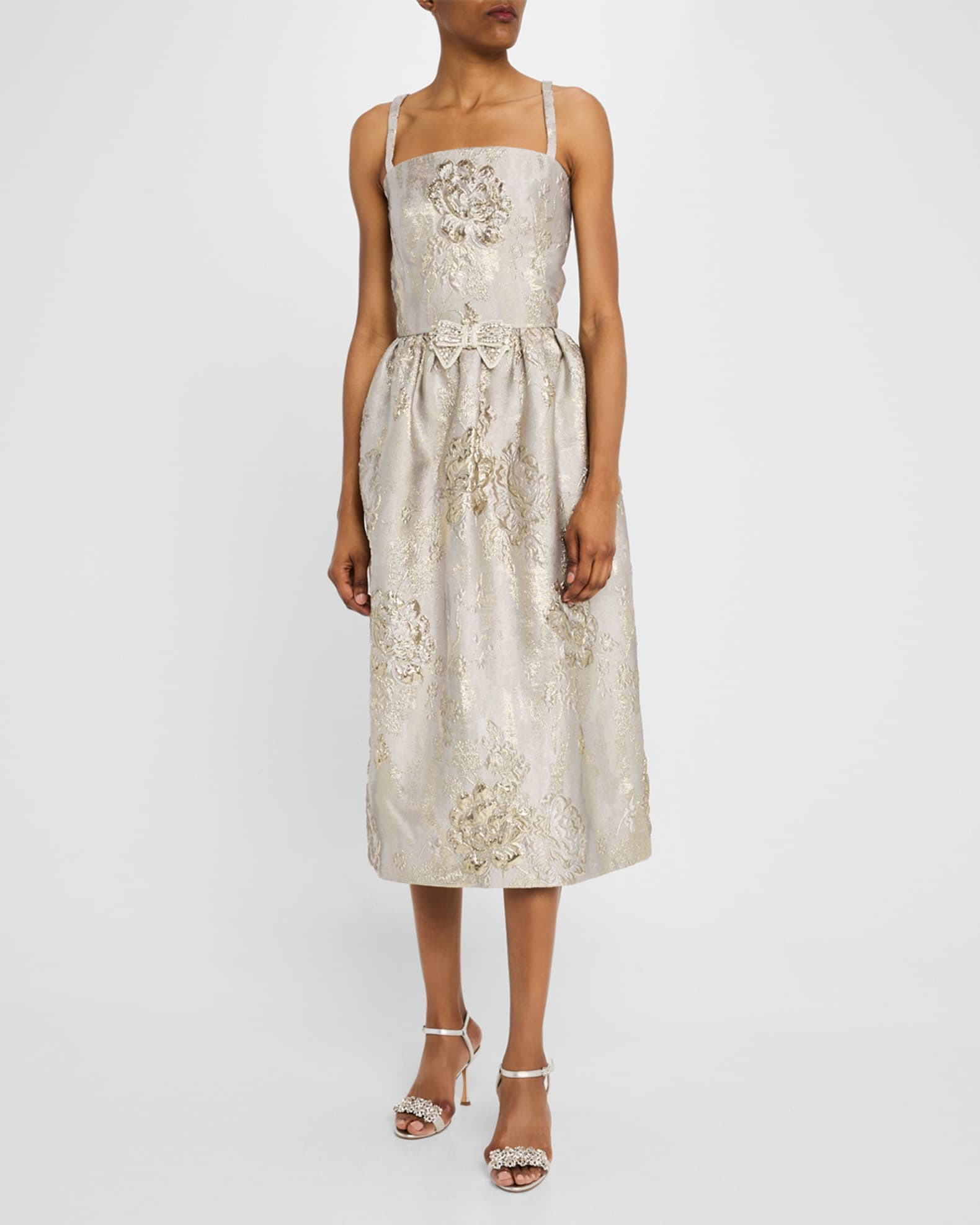 Sleeveless Brocade Midi Cocktail Dress 1