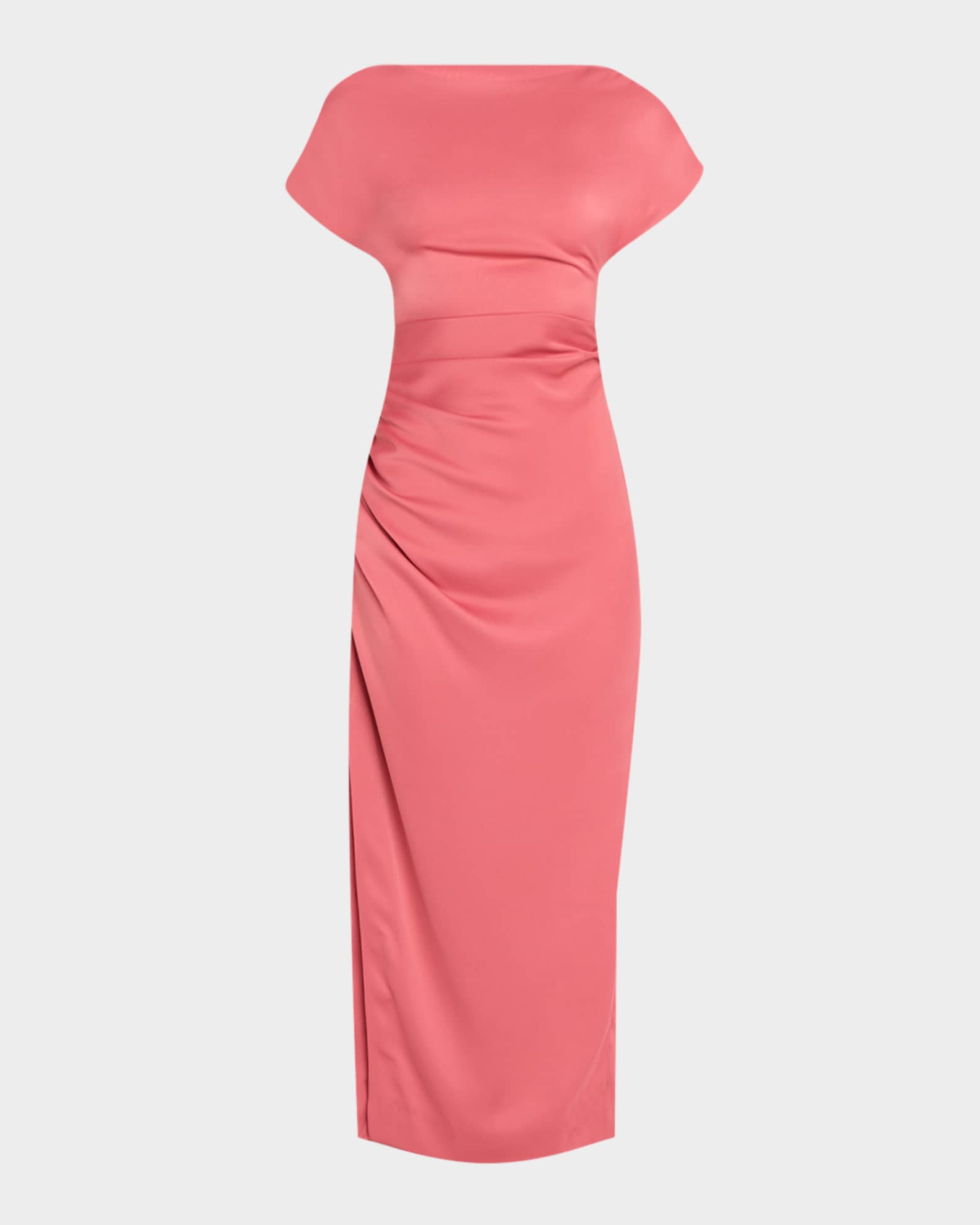 Heather Shirred Short-Sleeve Maxi Dress 0