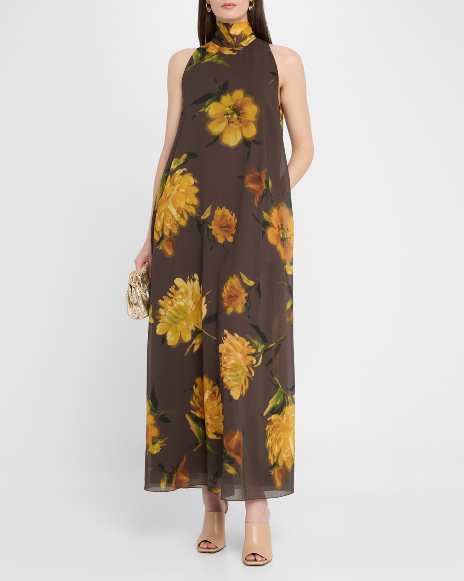 Floral Sleeveless Tie-Neck Maxi Dress 1