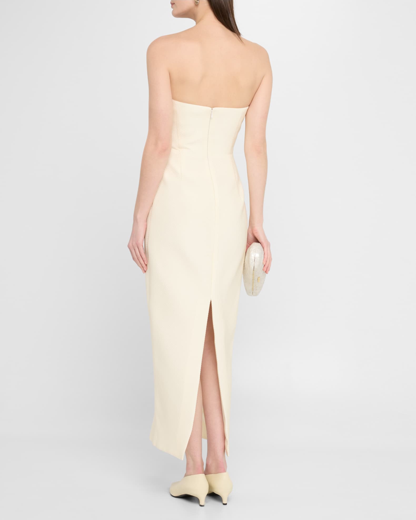 Textured Satin Draped Tulip Sheath Cream / 12 / PF259385
