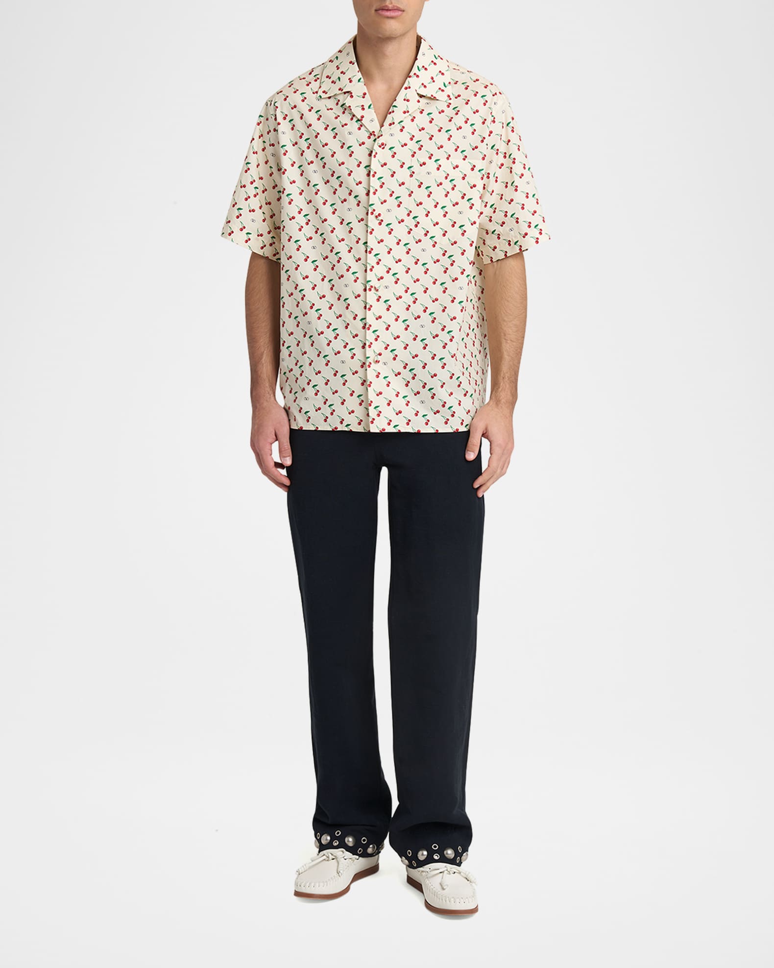 【関税込み】VALENTINO GARAVANI BOWLING SHIRT IN COTTON POPLI 0400021257237_NAVYBLUE?wid=830