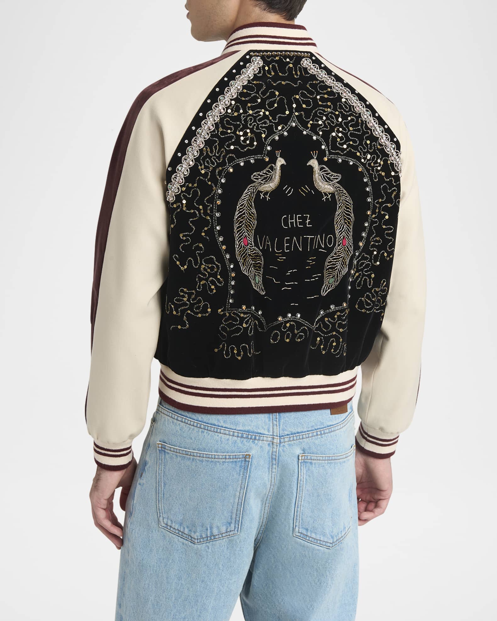 Valentino Garavani Men's Velvet Embroidered Full-Zip Blouson