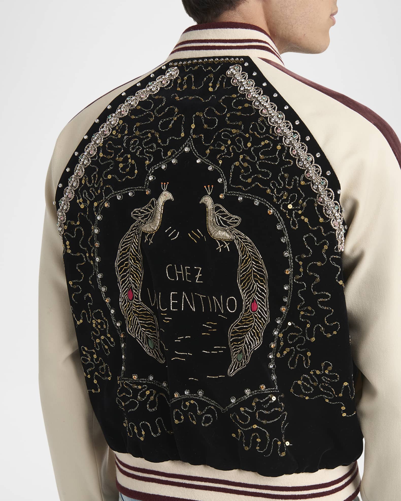 Valentino Garavani Men's Velvet Embroidered Full-Zip Blouson