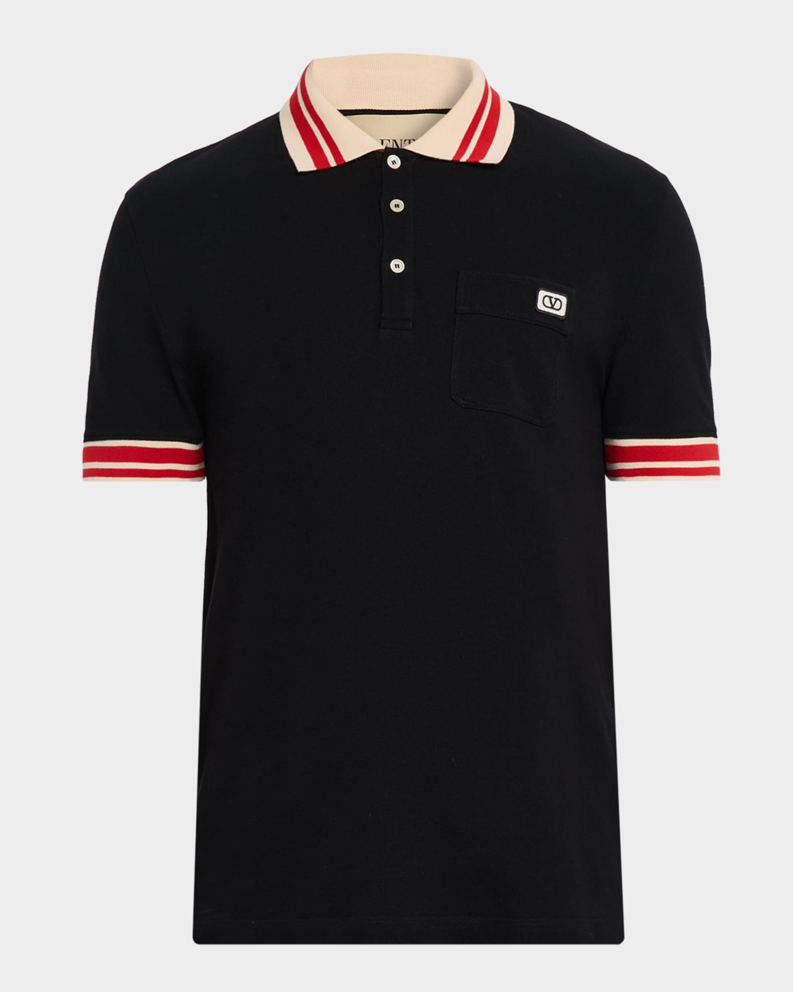 Men's Cotton VLogo-Pocket Polo Shirt 0