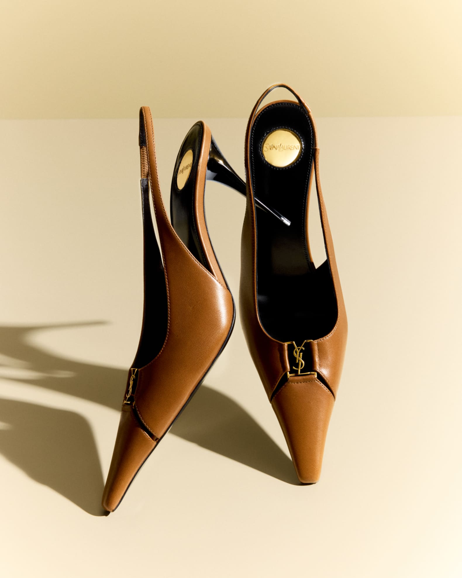 パンプス SAINT LAURENT BABYLONE LEATHER SLINGBACK PUMPS SAINT LAURENT Babylone leather slingback pumps | NET-A-PORTER