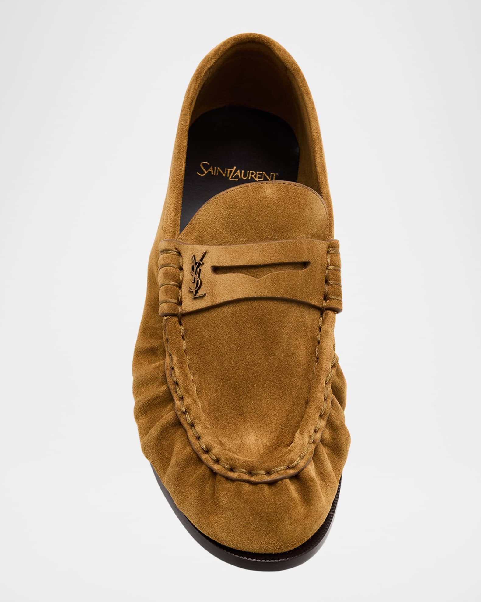 YSL 26S LOAFER MULES IN DARK PLUM BROWN SUEDE main image 1