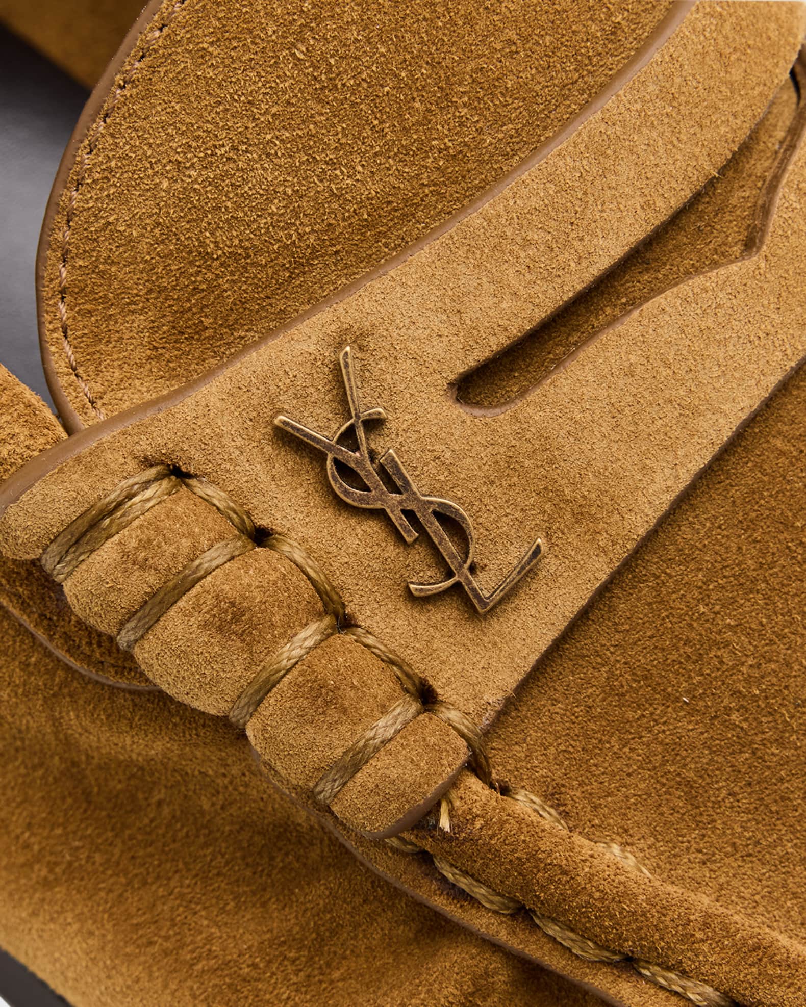 Saint Laurent Le Suede YSL Penny Loafers | Neiman Marcus