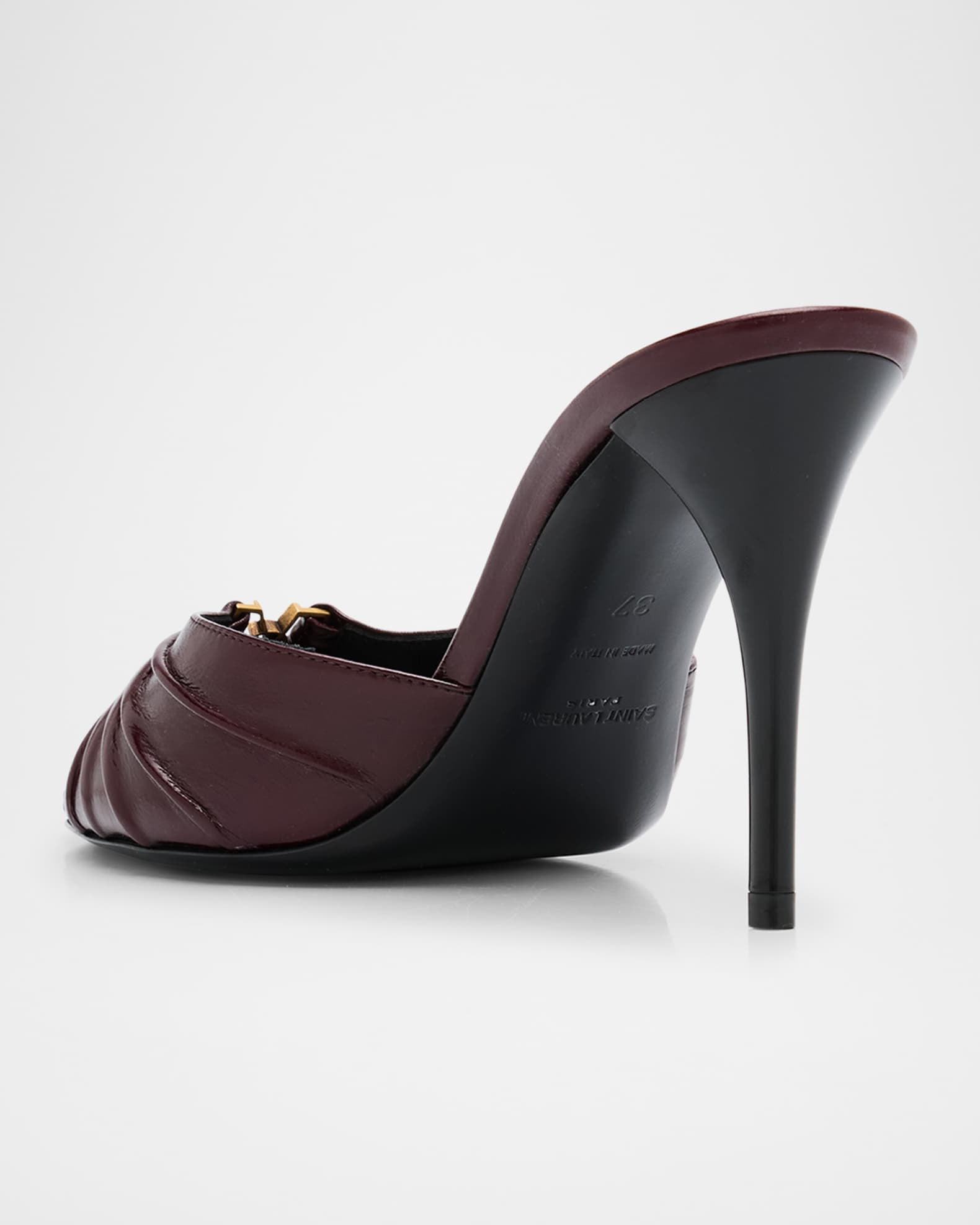 Babylone YSL Ruched Leather Mule Sandals 1