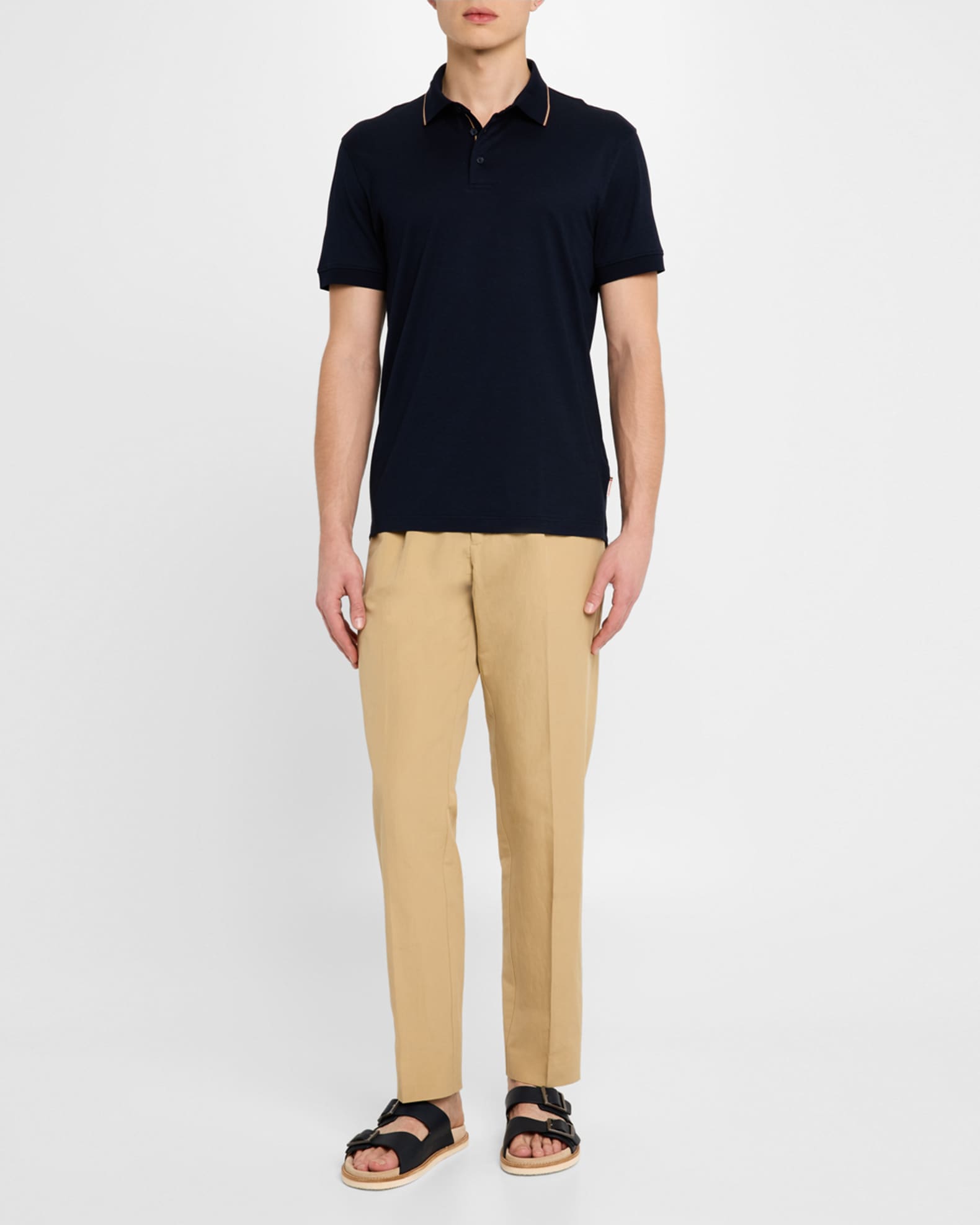Men's Dominic Short-Sleeve Fine Ribbon Polo Shirt 1