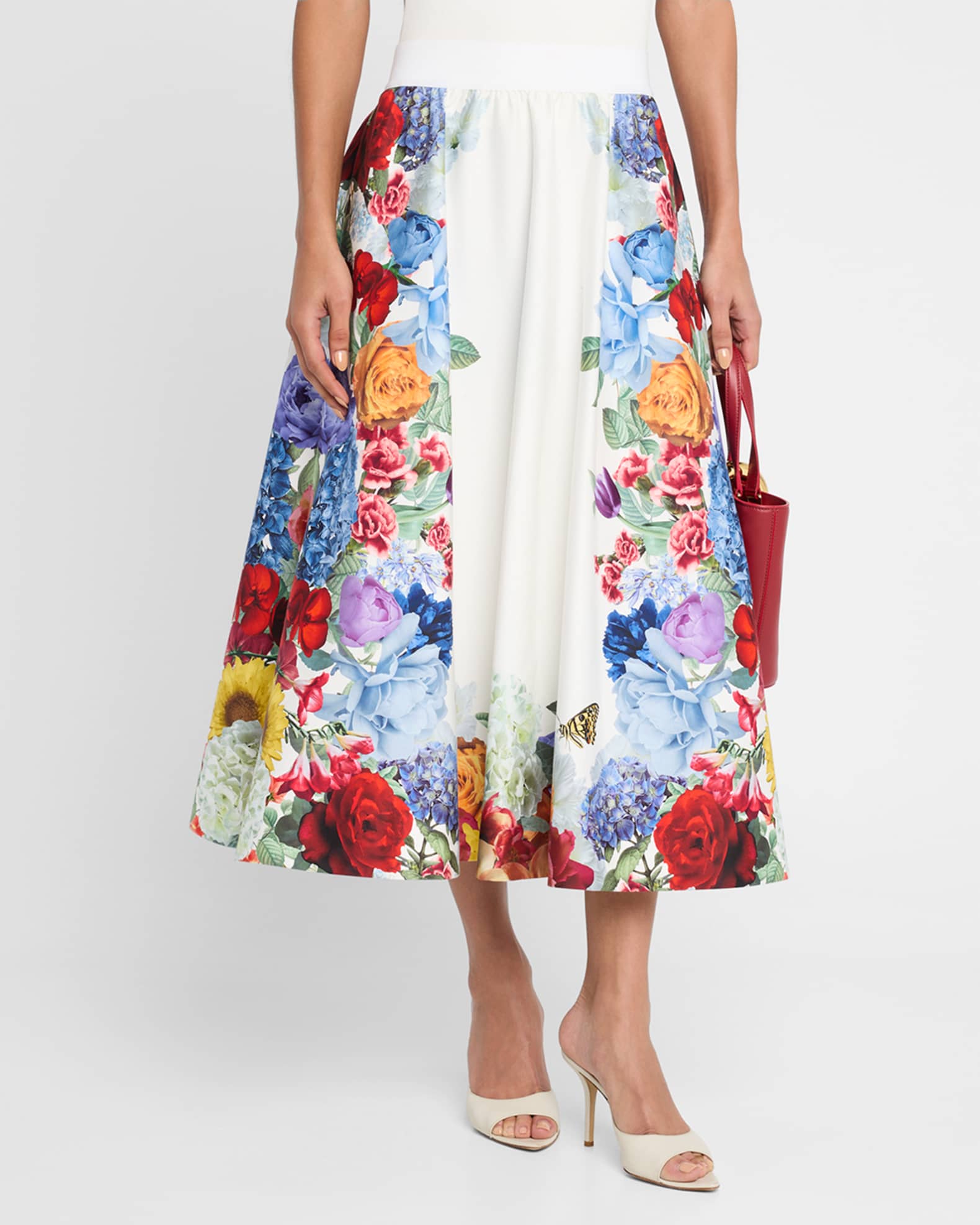 alice + olivia Women's Adley Drop Waist Flare Midi Dress