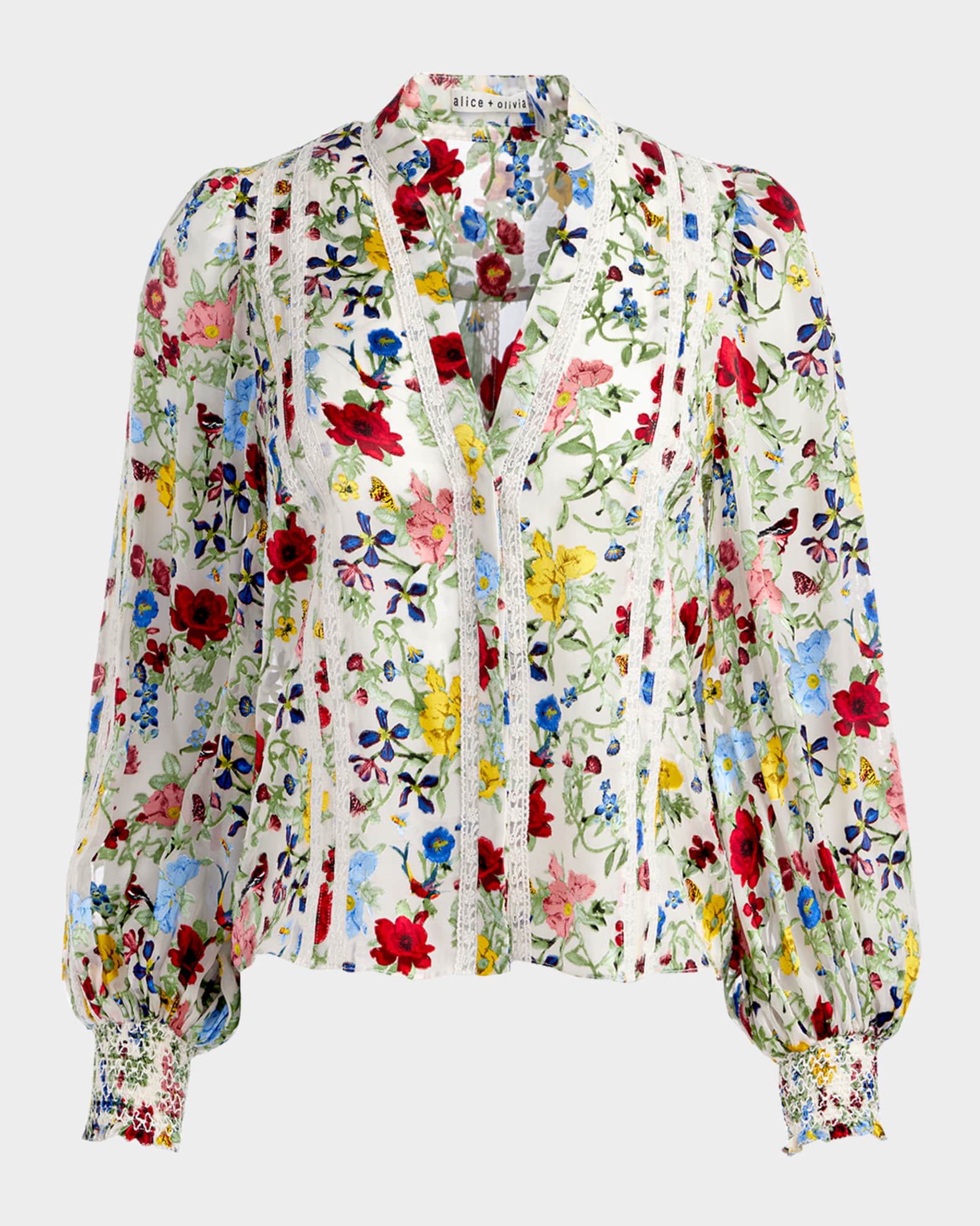 Arlette Floral Blouson-Sleeve Blouse  0