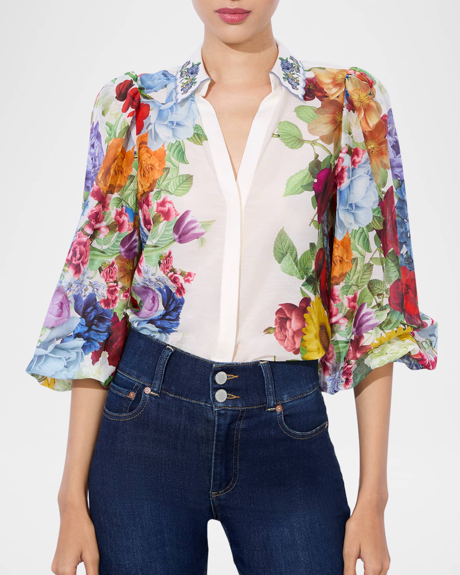 Roanne Floral Button-Front Blouse